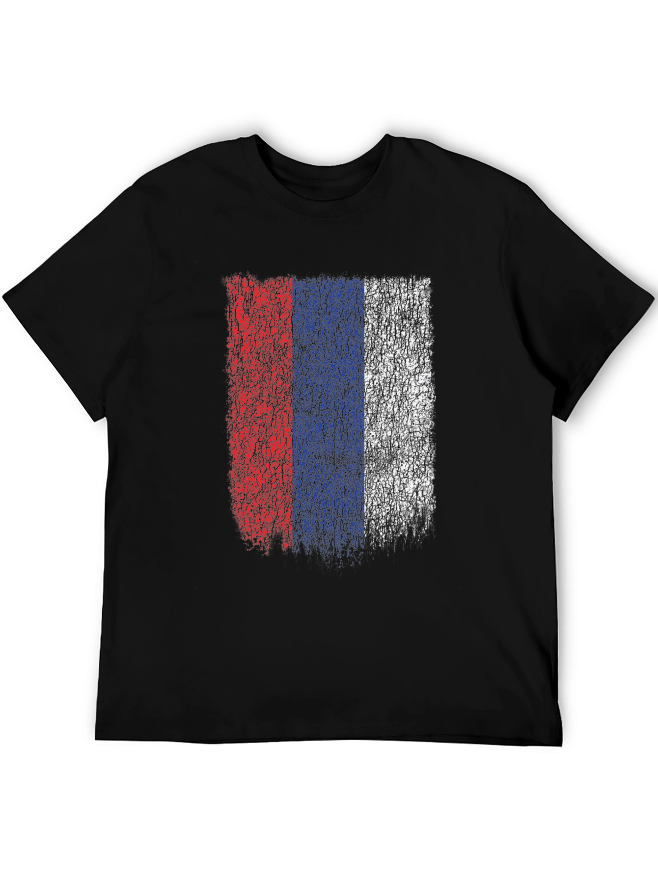 Distressed Russia Flag Graphic Tee - Black