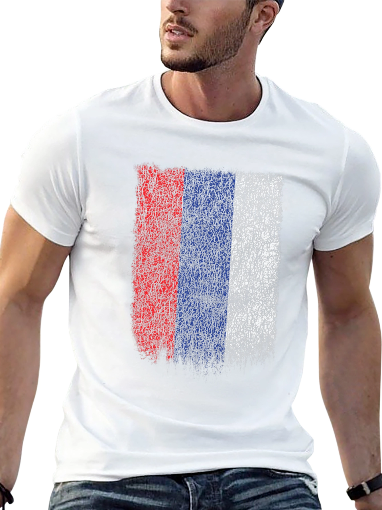 Distressed Russia Flag Graphic Tee - Black