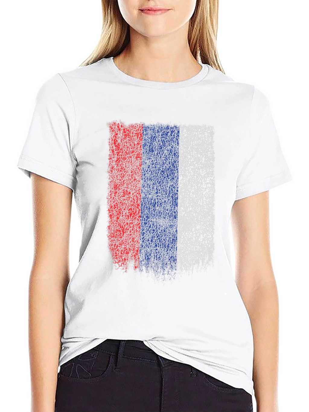 Distressed Russia Flag Graphic Tee - Black