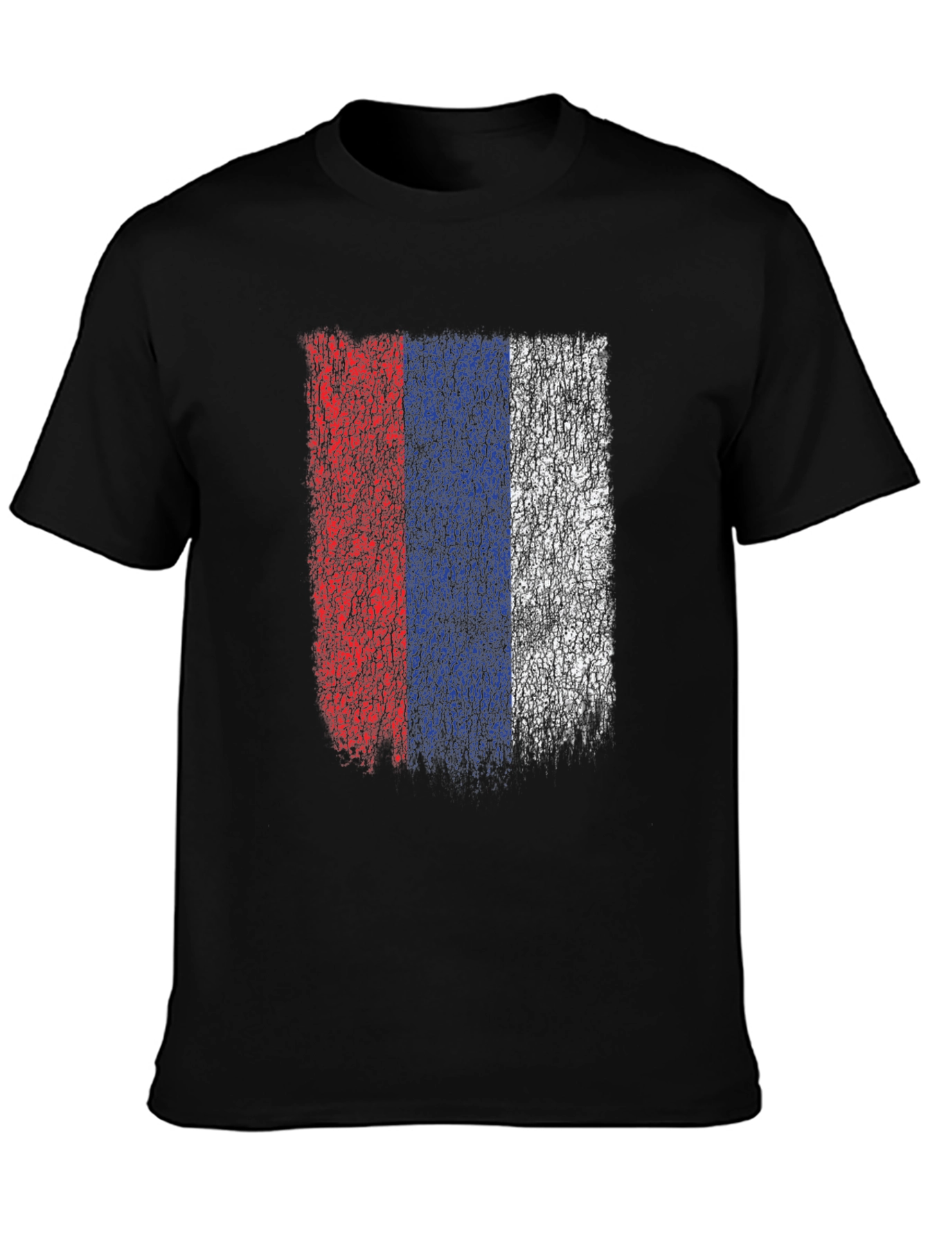 Distressed Russia Flag Graphic Tee - Black