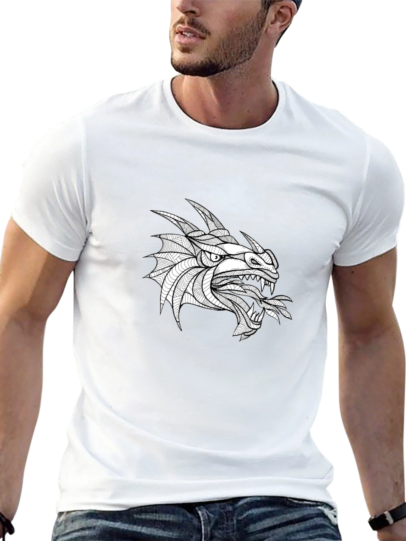 Dragon Graphic Tee - Bold Black Cotton T-Shirt