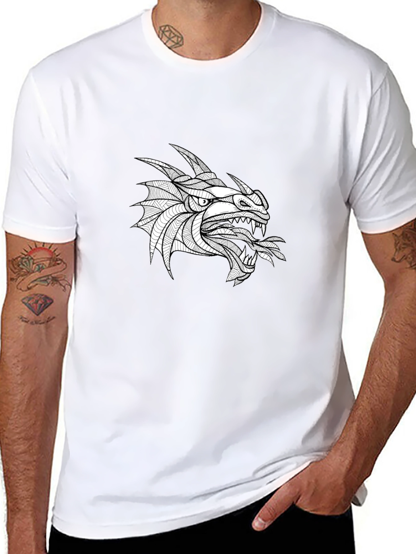 Dragon Graphic Tee - Bold Black Cotton T-Shirt