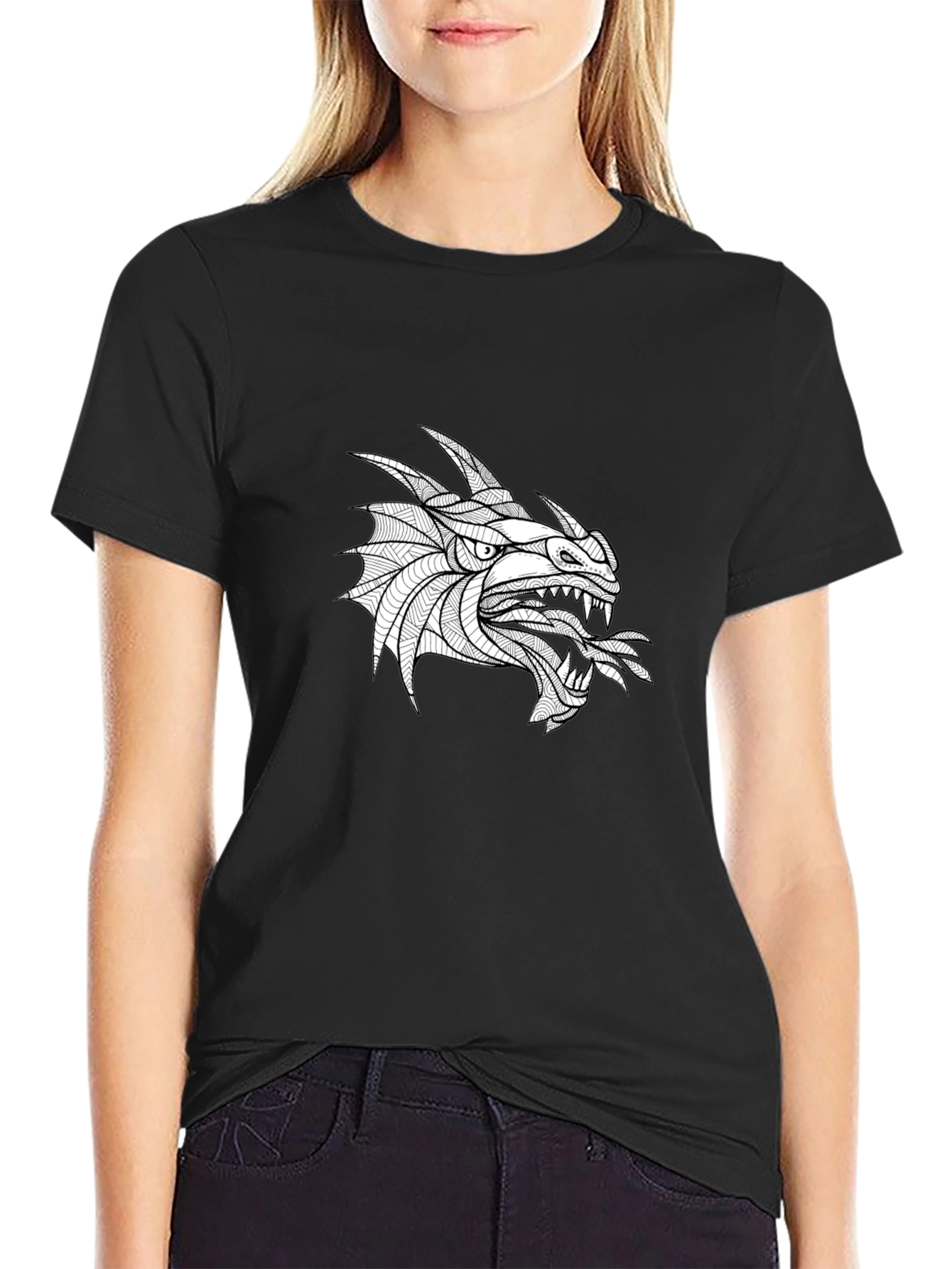 Dragon Graphic Tee - Bold Black Cotton T-Shirt