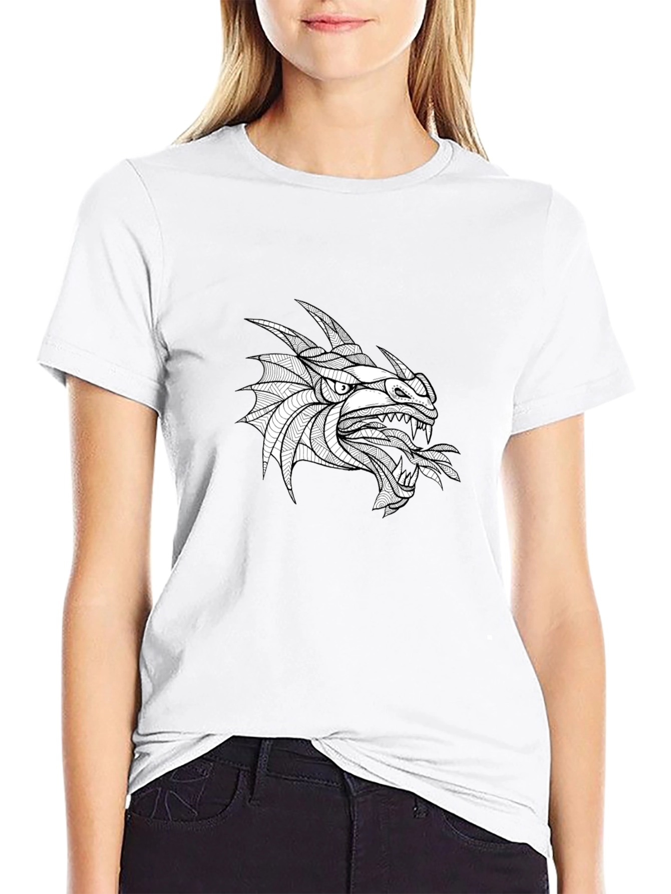 Dragon Graphic Tee - Bold Black Cotton T-Shirt