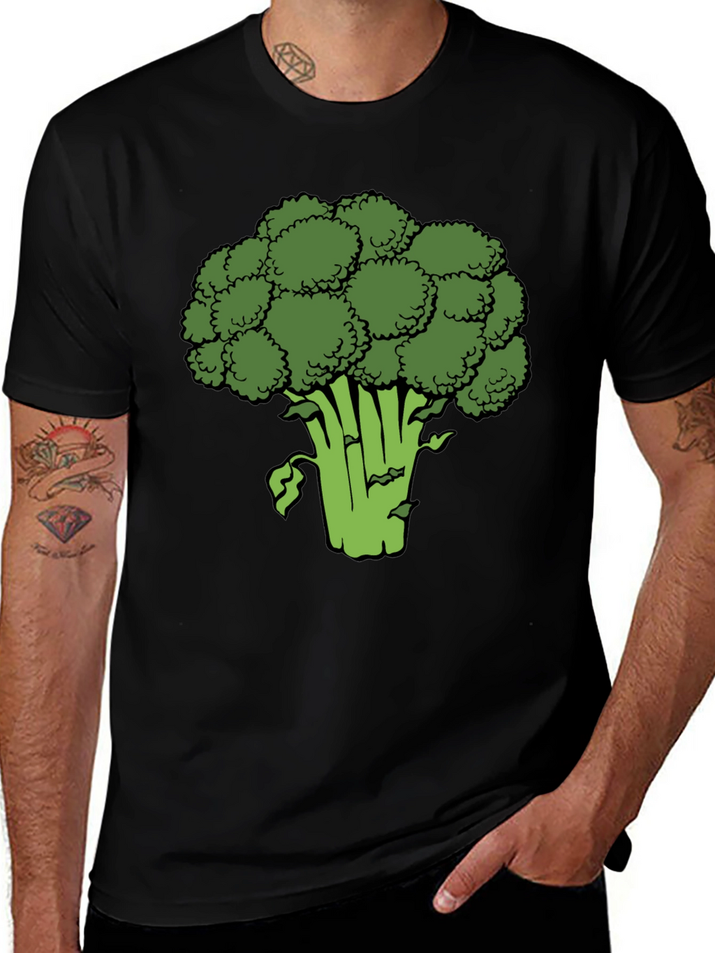 Broccoli Graphic Black T-Shirt