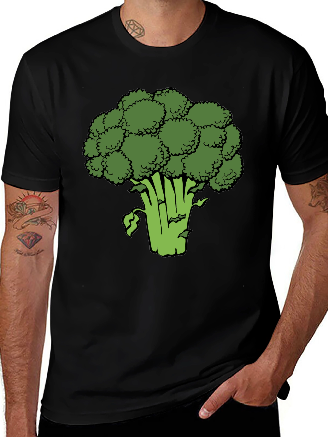 Broccoli Graphic Black T-Shirt