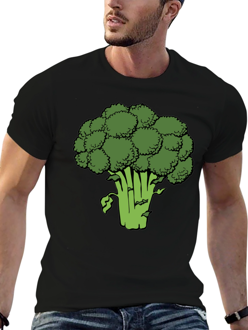 Broccoli Graphic Black T-Shirt