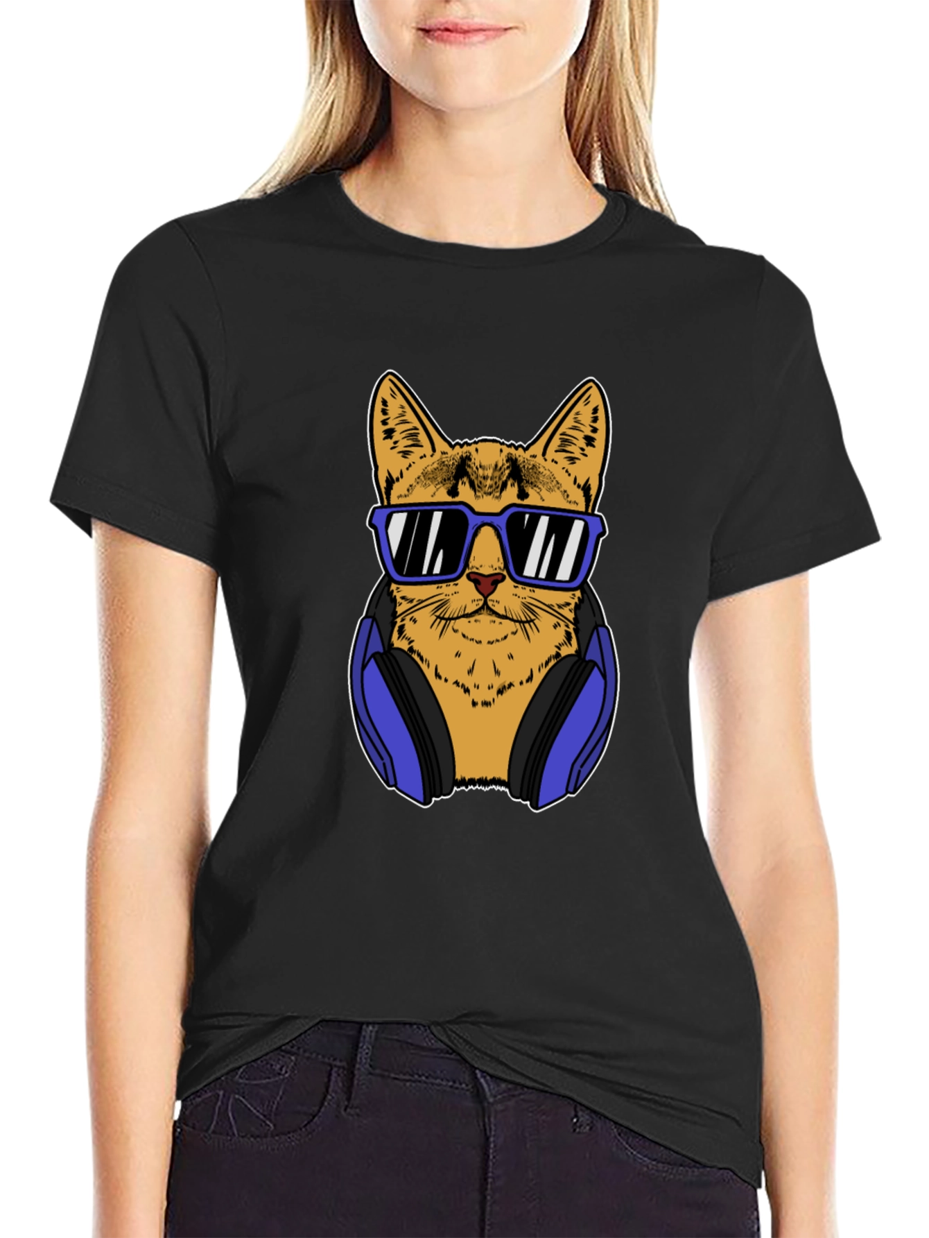 Cool Cat Tee: Sunglasses & Headphones Graphic T-Shirt
