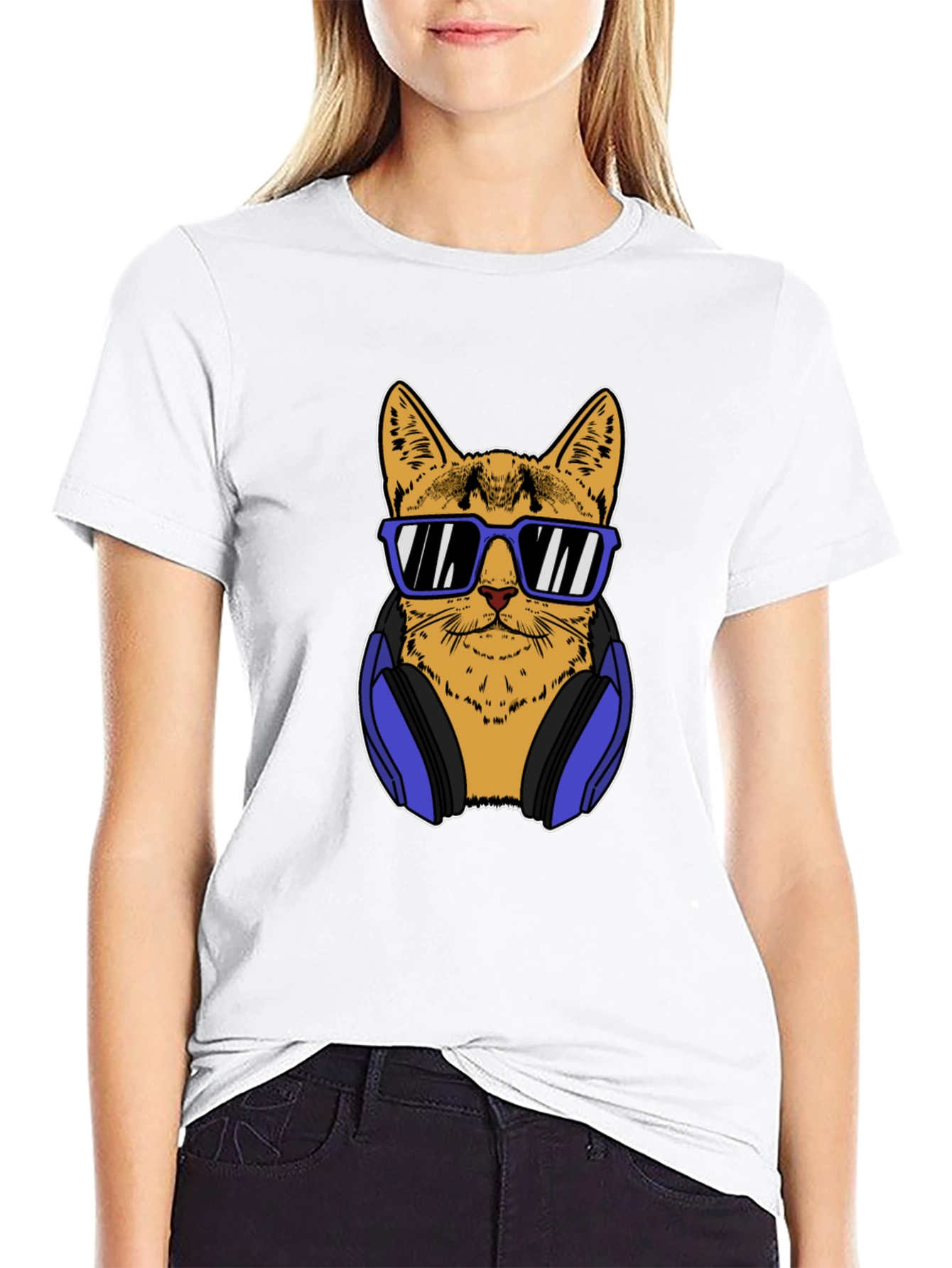 Cool Cat Tee: Sunglasses & Headphones Graphic T-Shirt