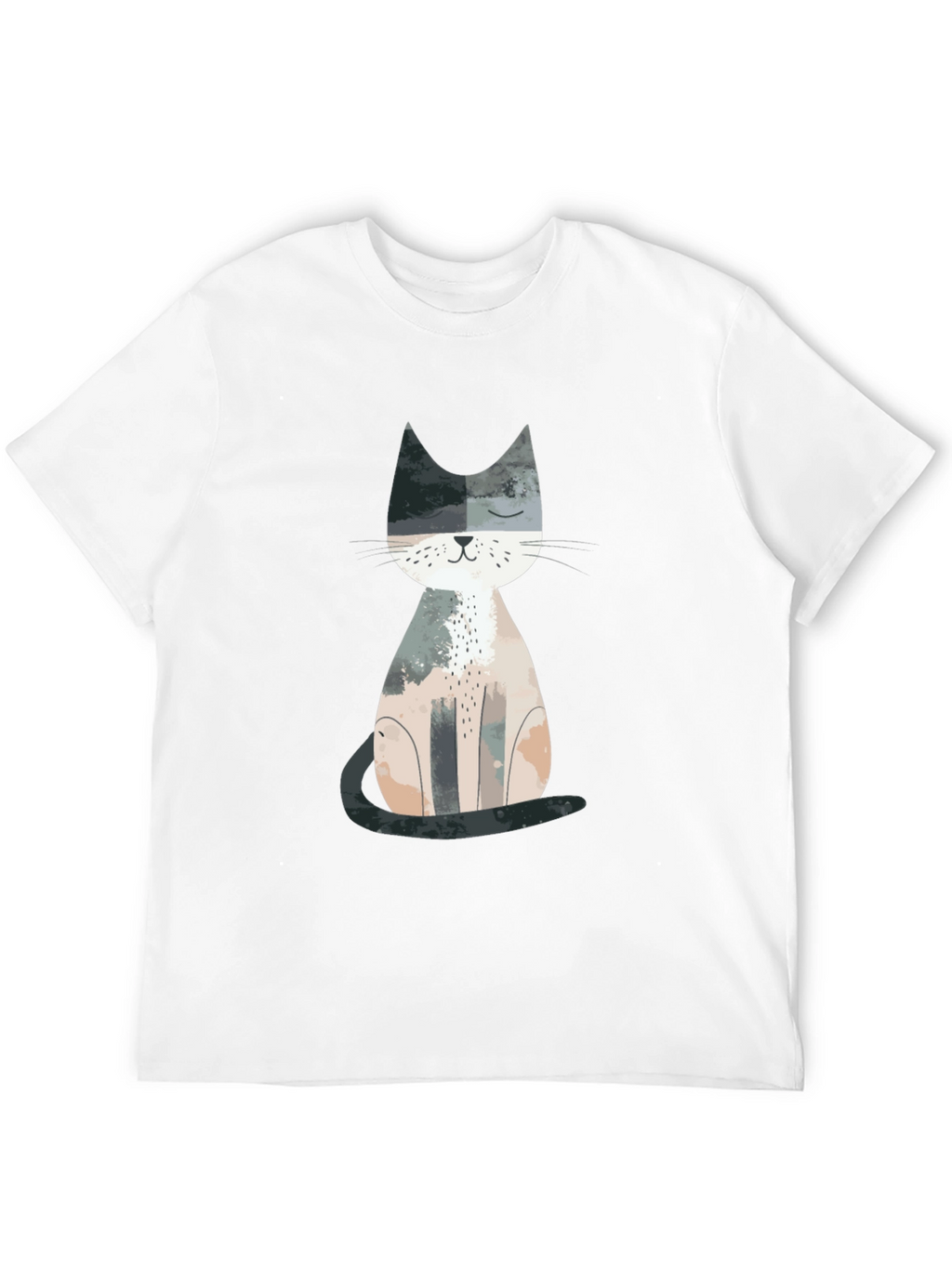 Cute Cat Graphic Print Crew Neck T-Shirt