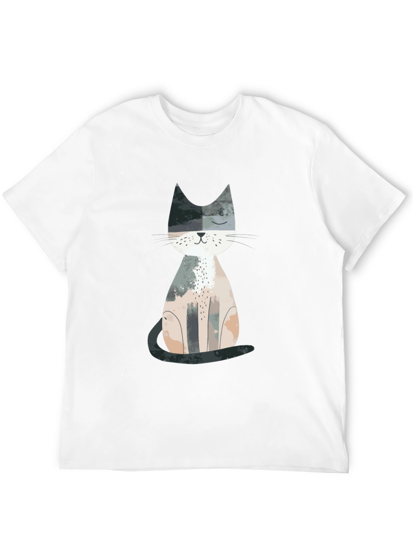 Cute Cat Graphic Print Crew Neck T-Shirt