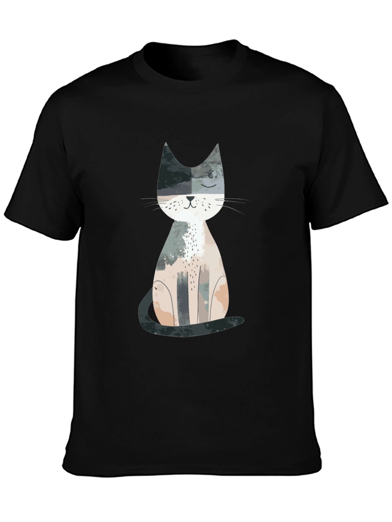 Cute Cat Graphic Print Crew Neck T-Shirt