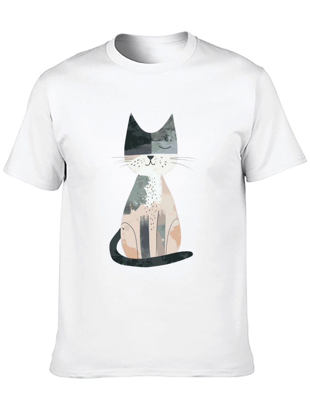Cute Cat Graphic Print Crew Neck T-Shirt