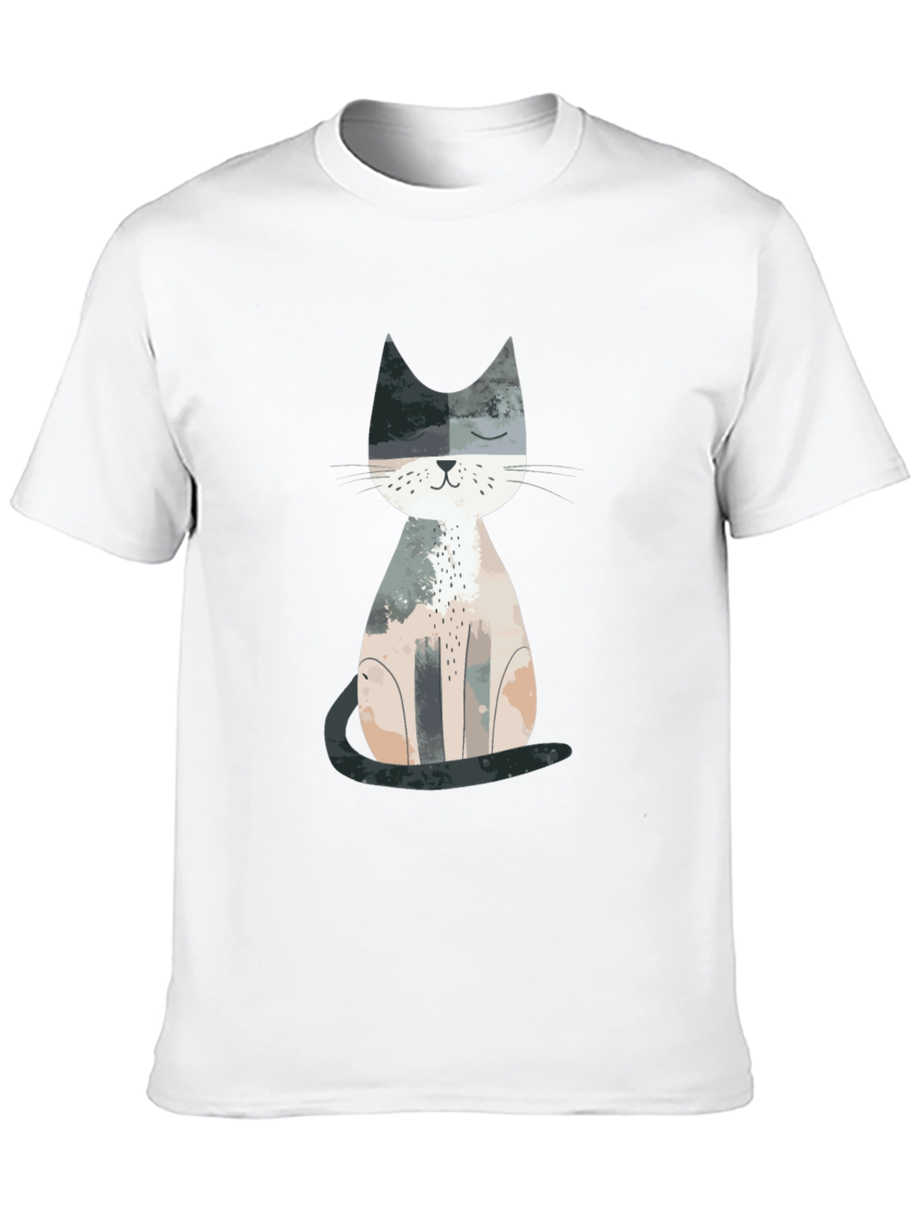 Cute Cat Graphic Print Crew Neck T-Shirt