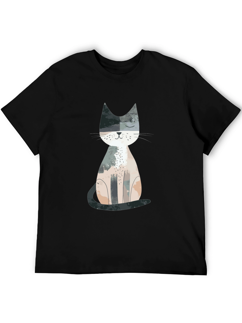 Cute Cat Graphic Print Crew Neck T-Shirt