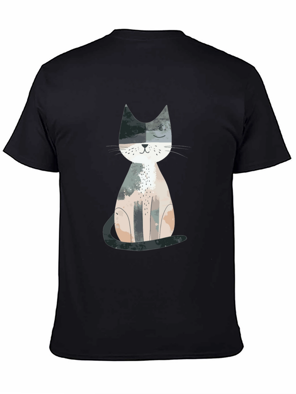 Cute Cat Graphic Print Crew Neck T-Shirt