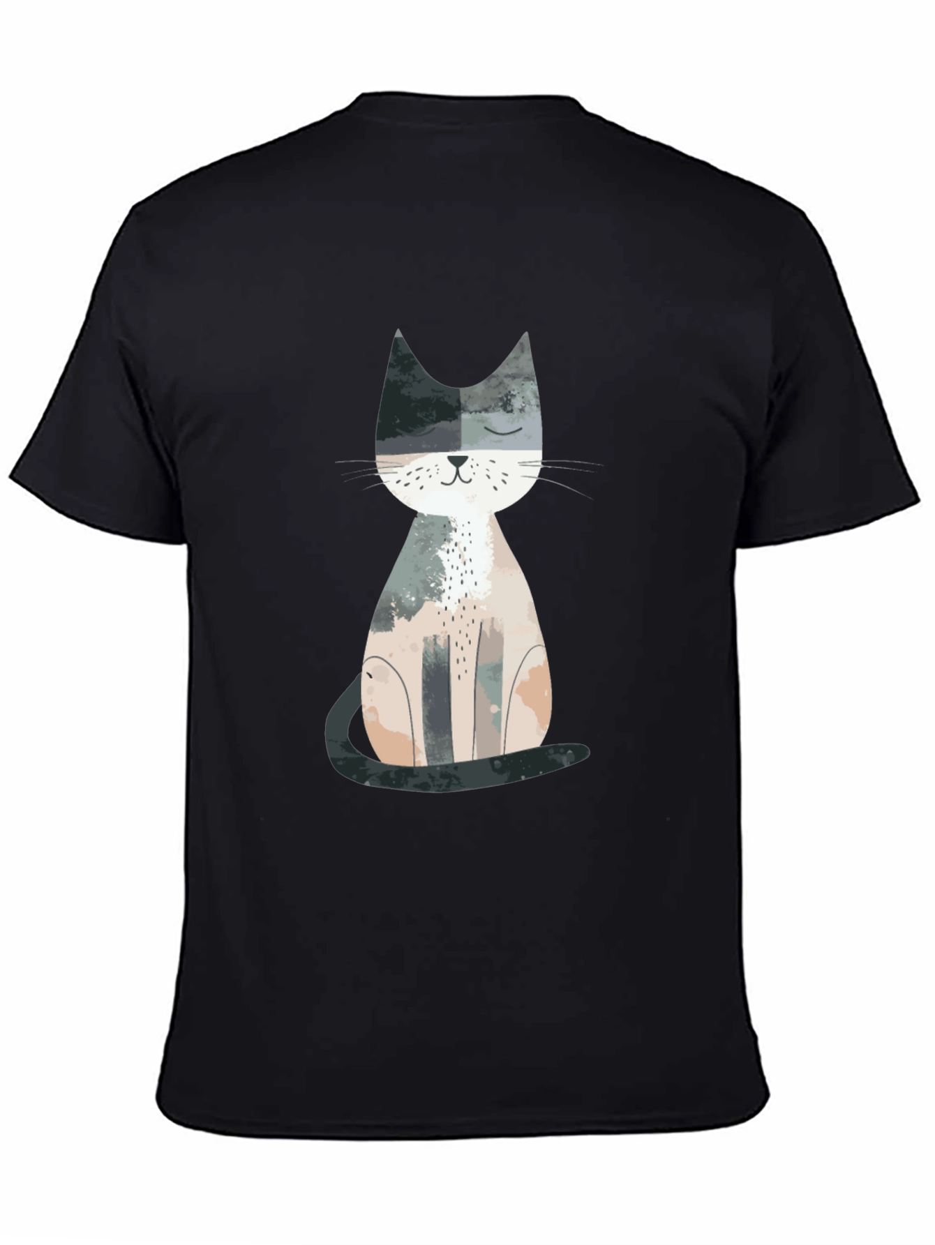 Cute Cat Graphic Print Crew Neck T-Shirt
