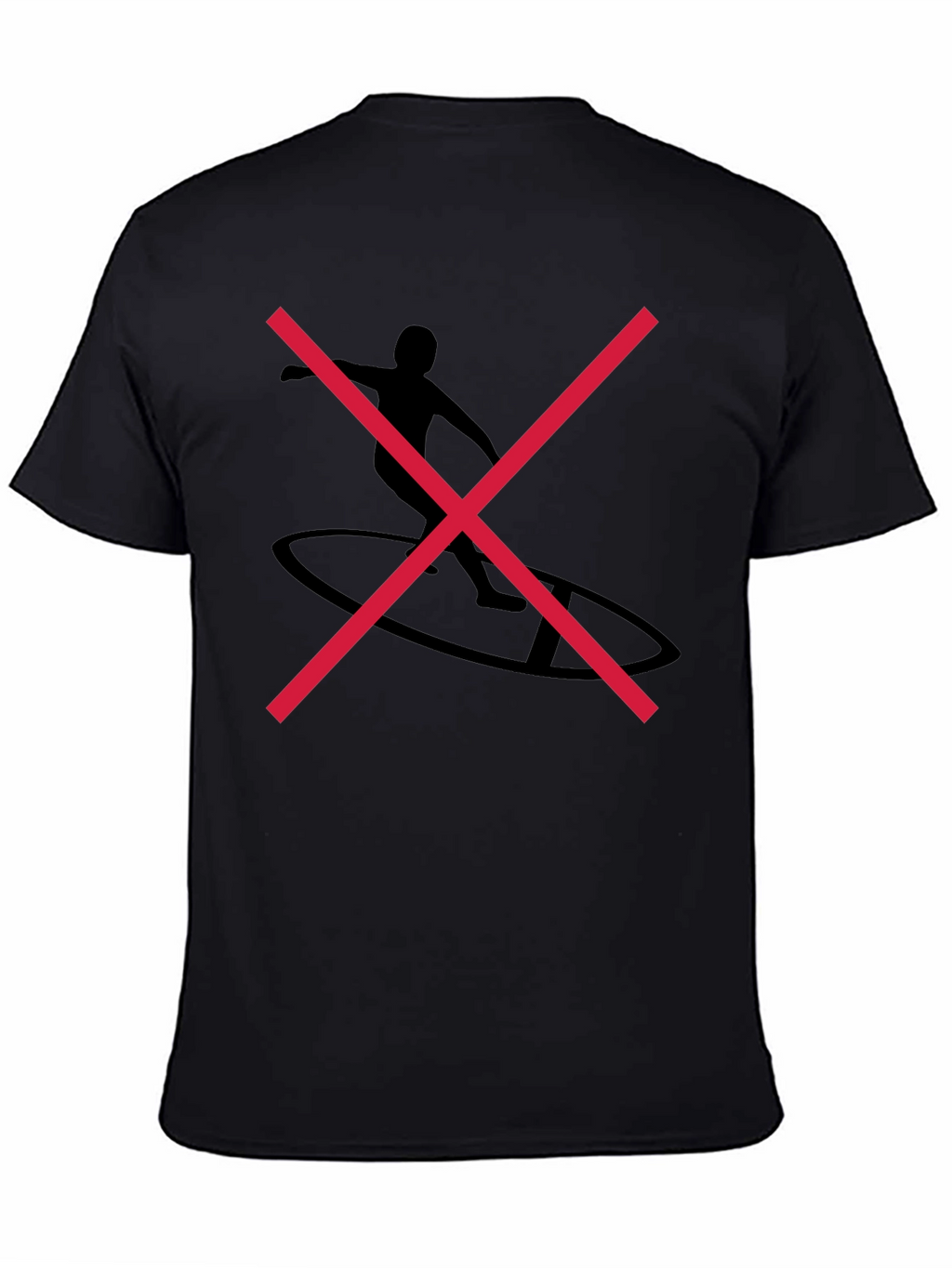 Black Graphic Tee with Surfer Silhouette