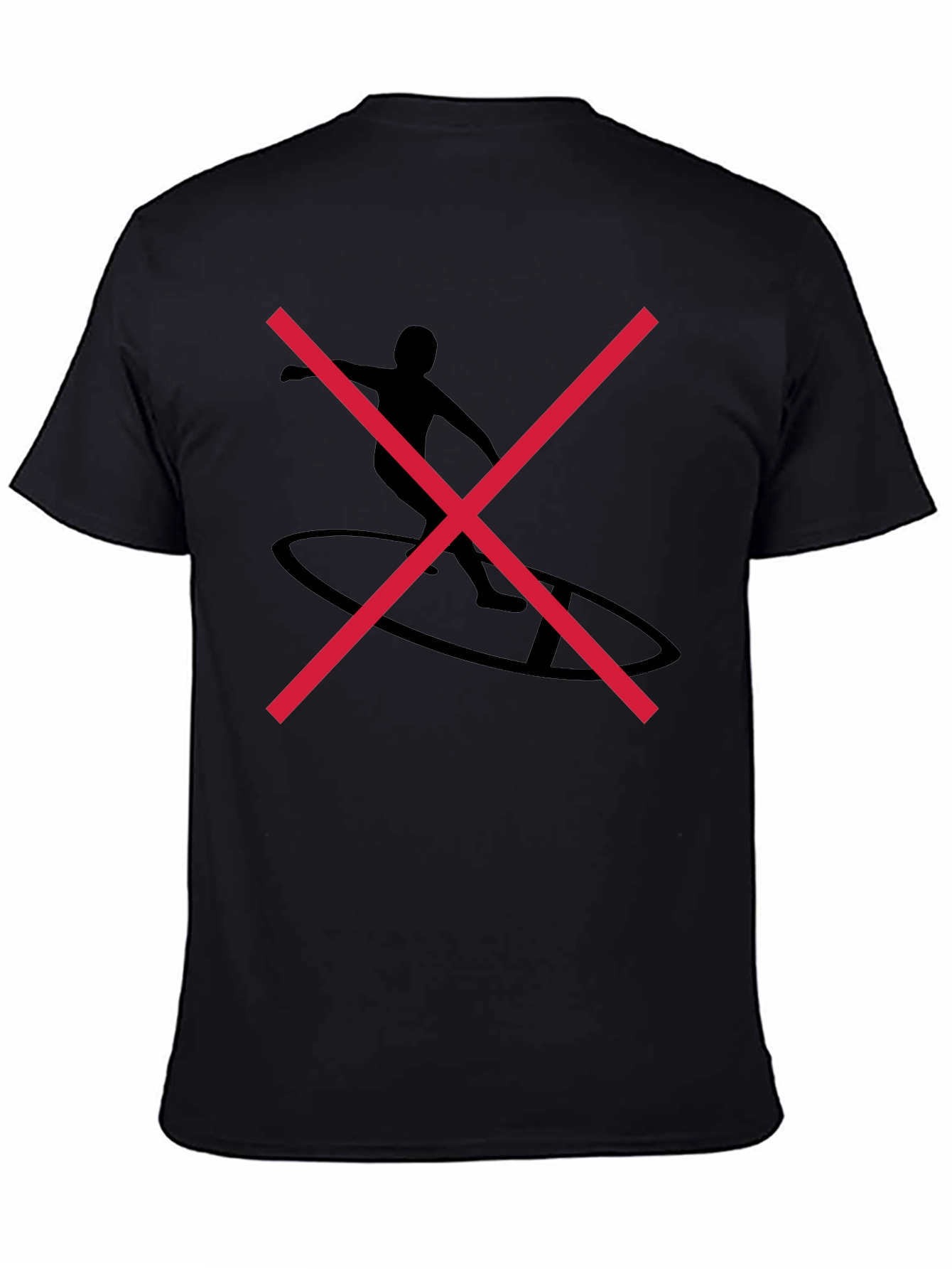 Black Graphic Tee with Surfer Silhouette