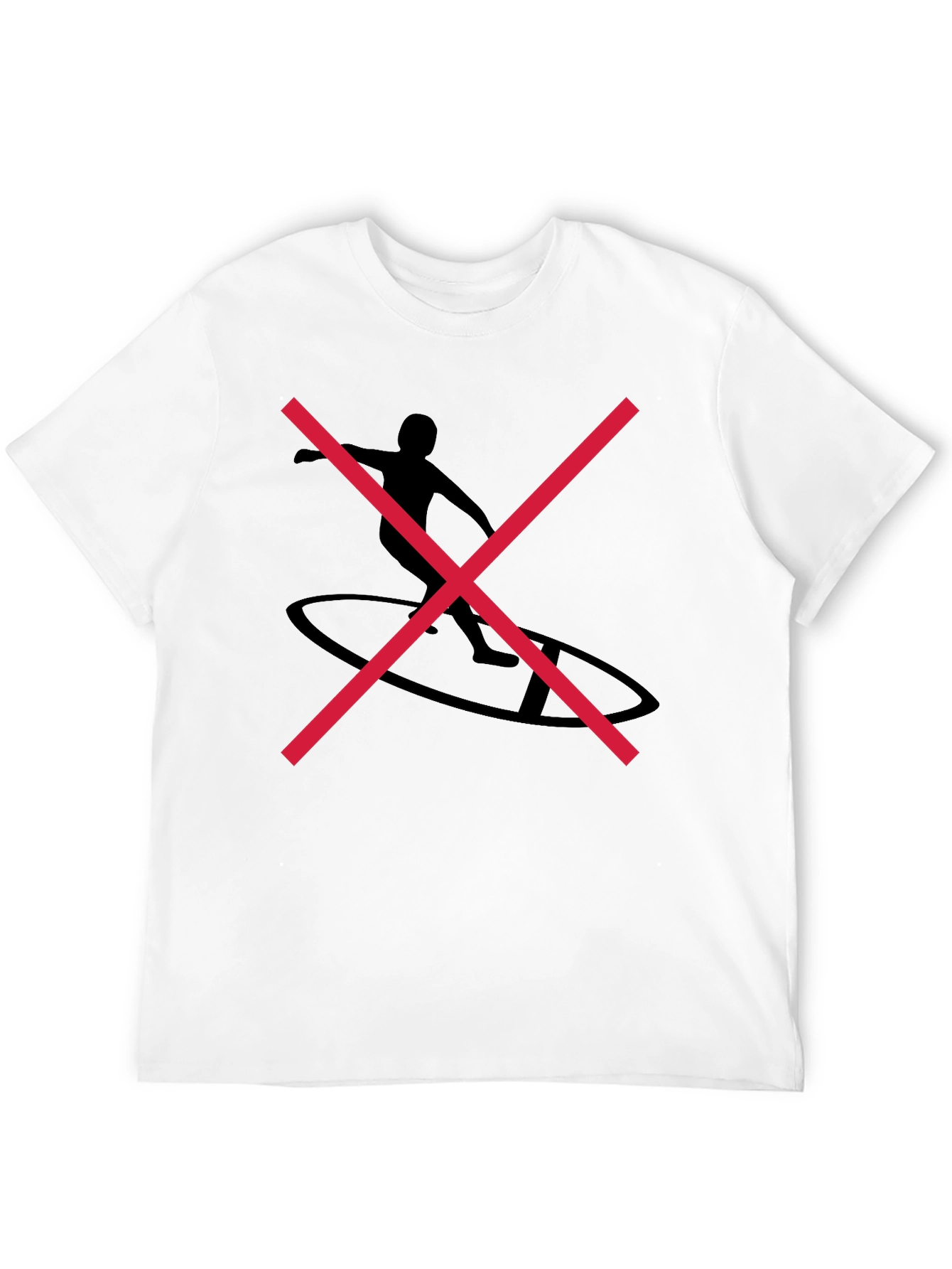 Black Graphic Tee with Surfer Silhouette