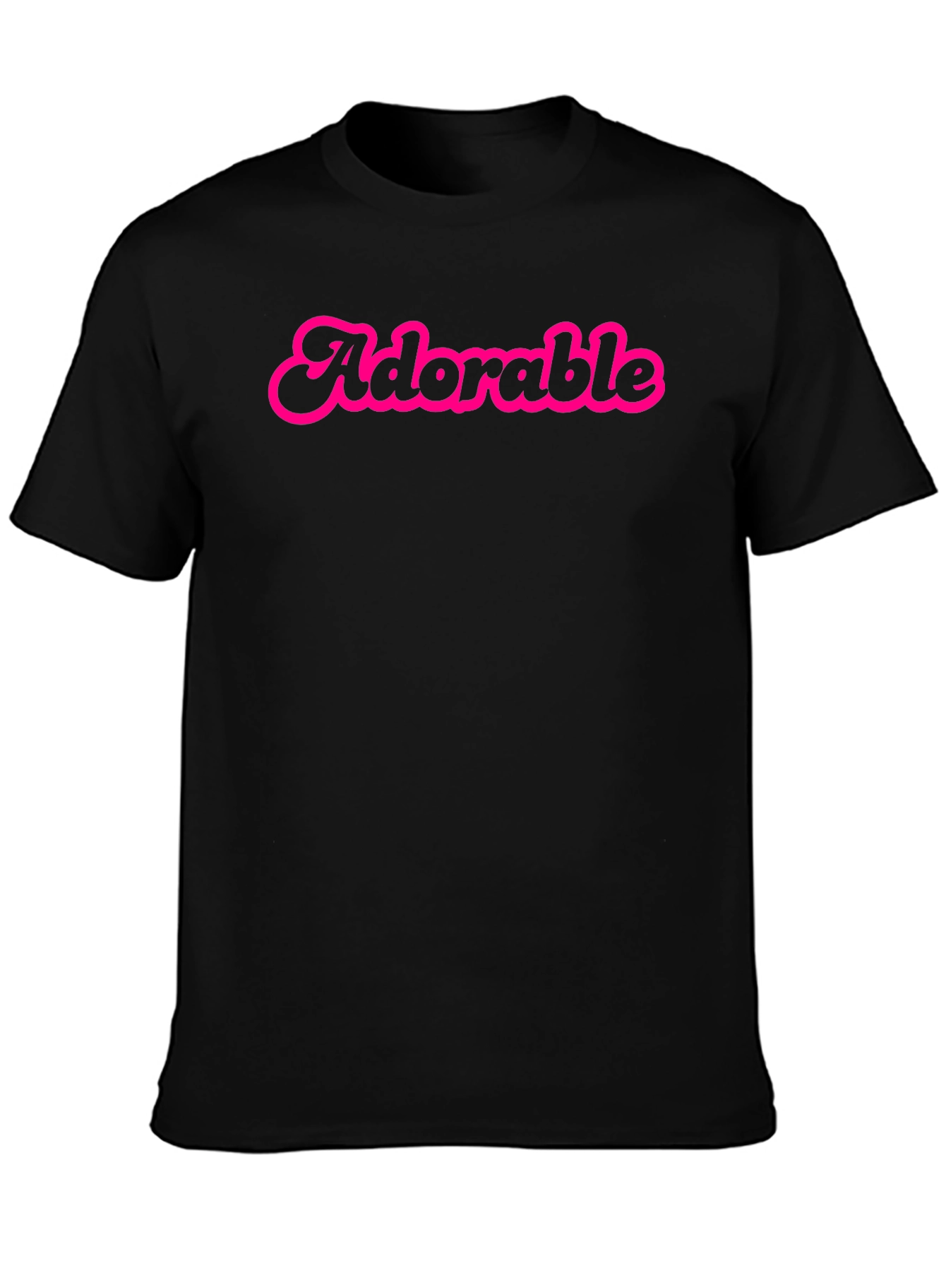 Adorable Pink Text Black Cotton Tee Shirt