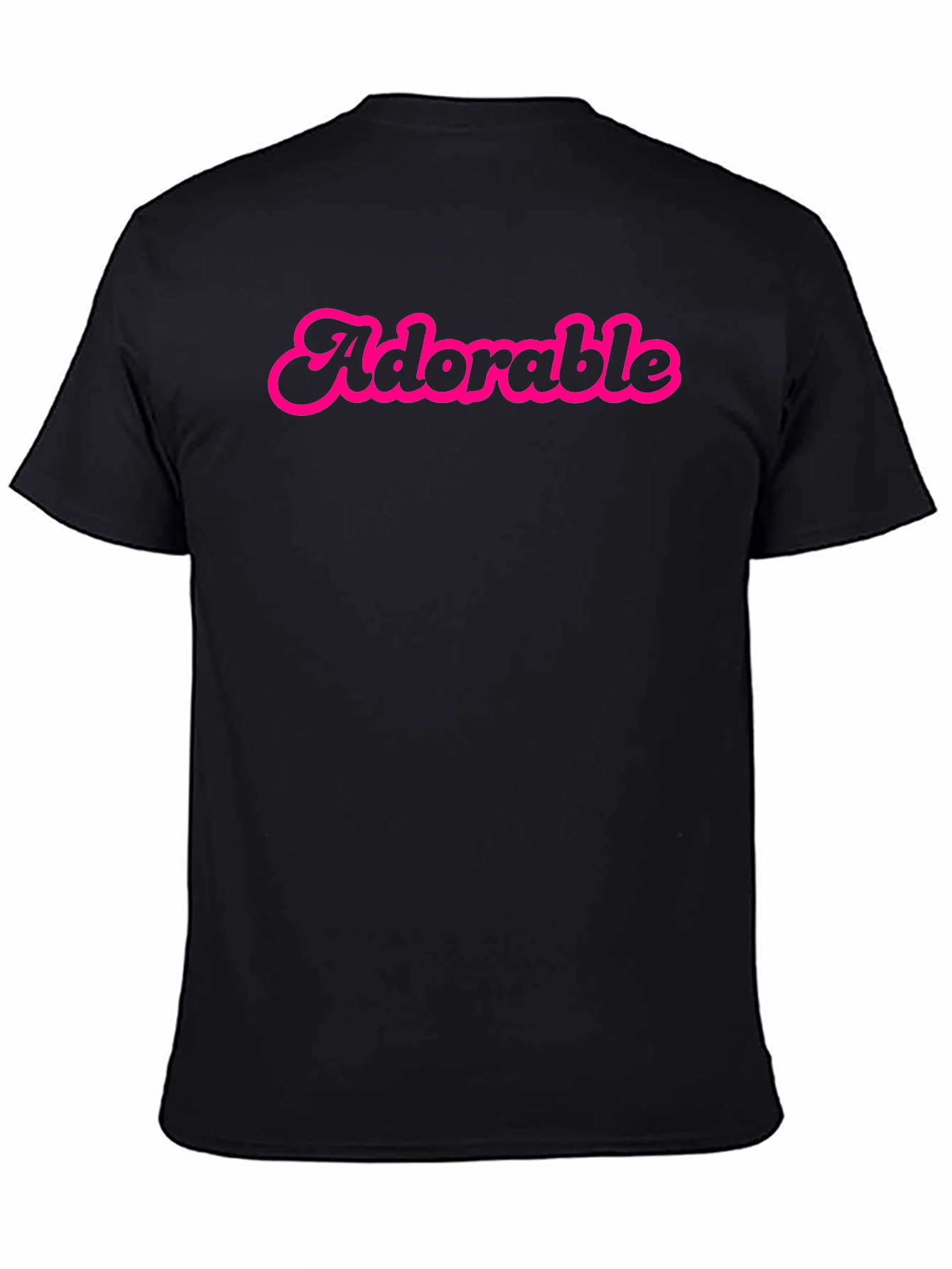 Adorable Pink Text Black Cotton Tee Shirt