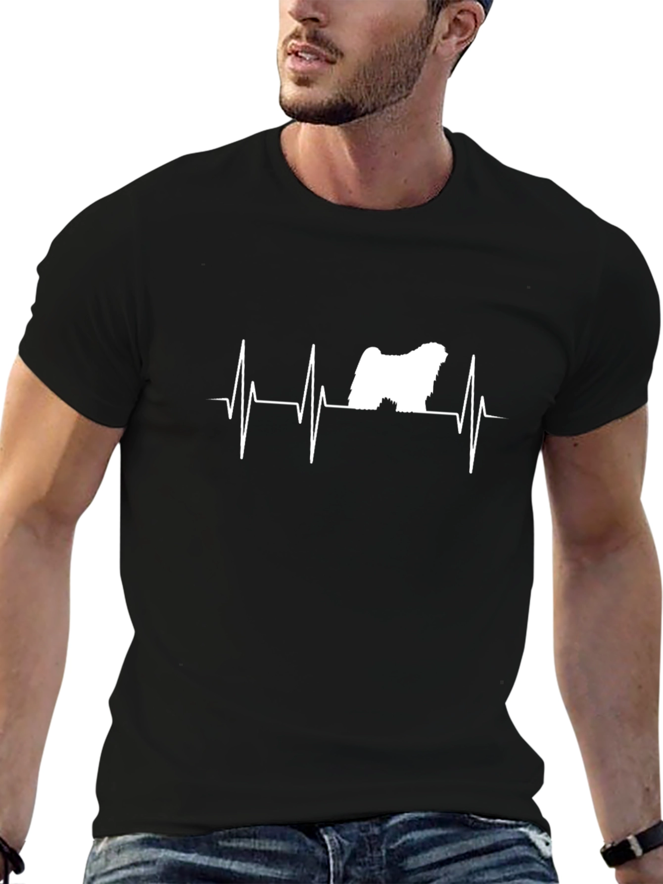 Dog Breed Heartbeat T-Shirt - Black
