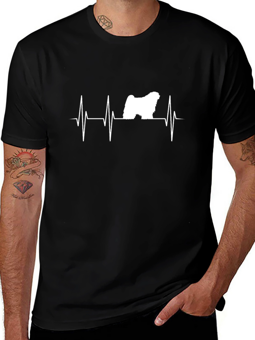 Dog Breed Heartbeat T-Shirt - Black