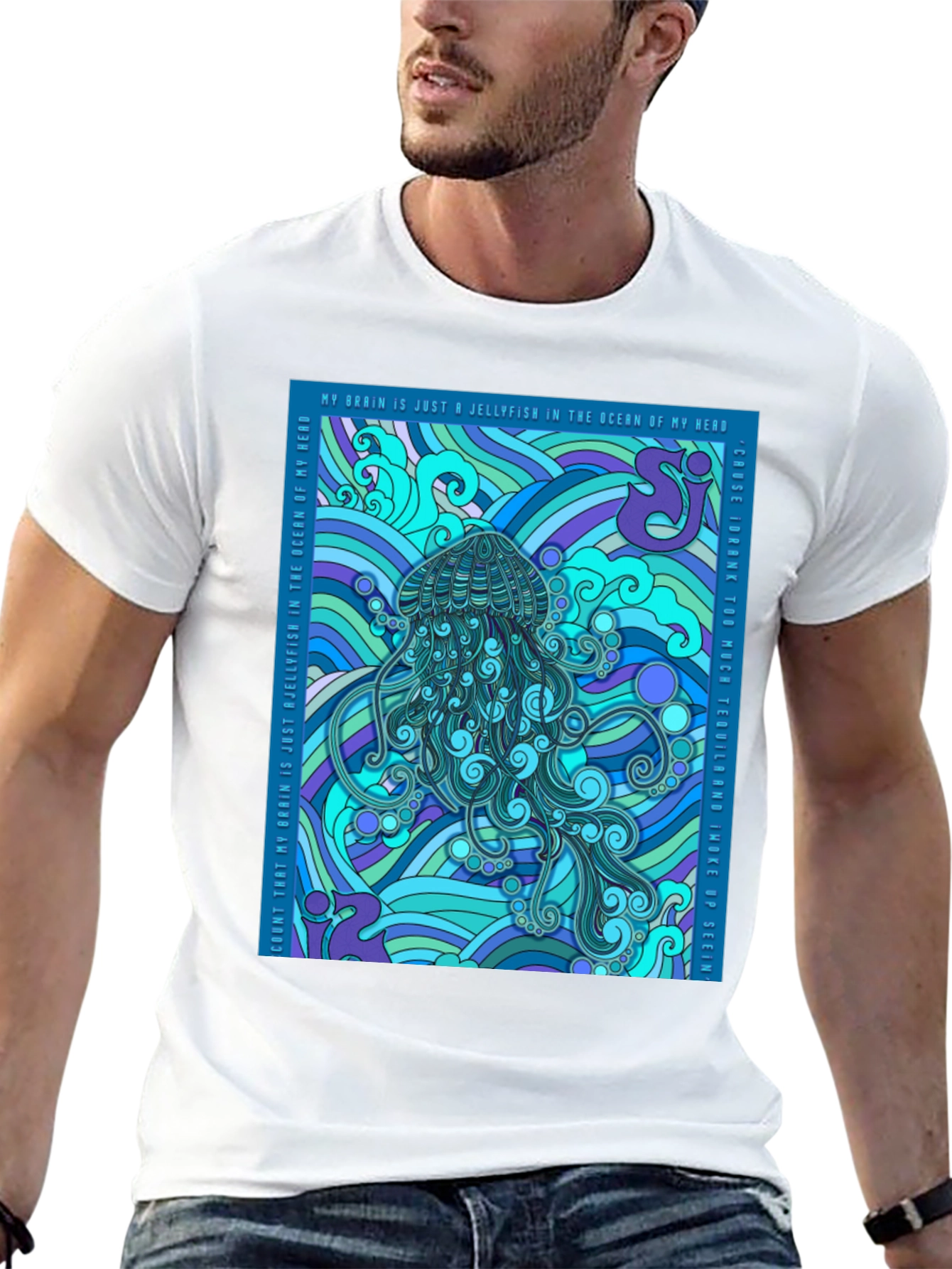 Jellyfish Brain Graphic Tee - Soft Cotton Comfort
