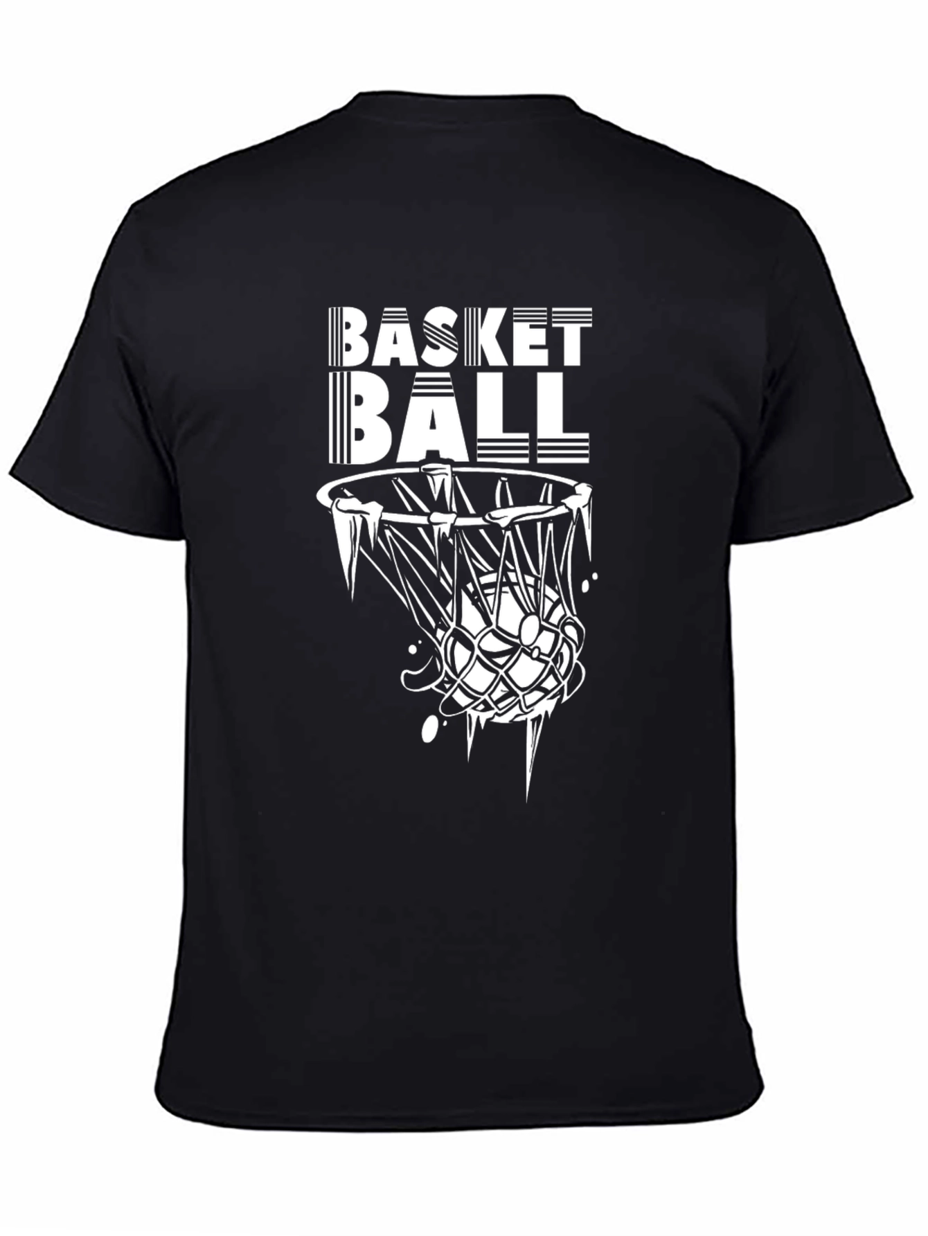 Basketball Graphic Tee - Black Cotton T-Shirt