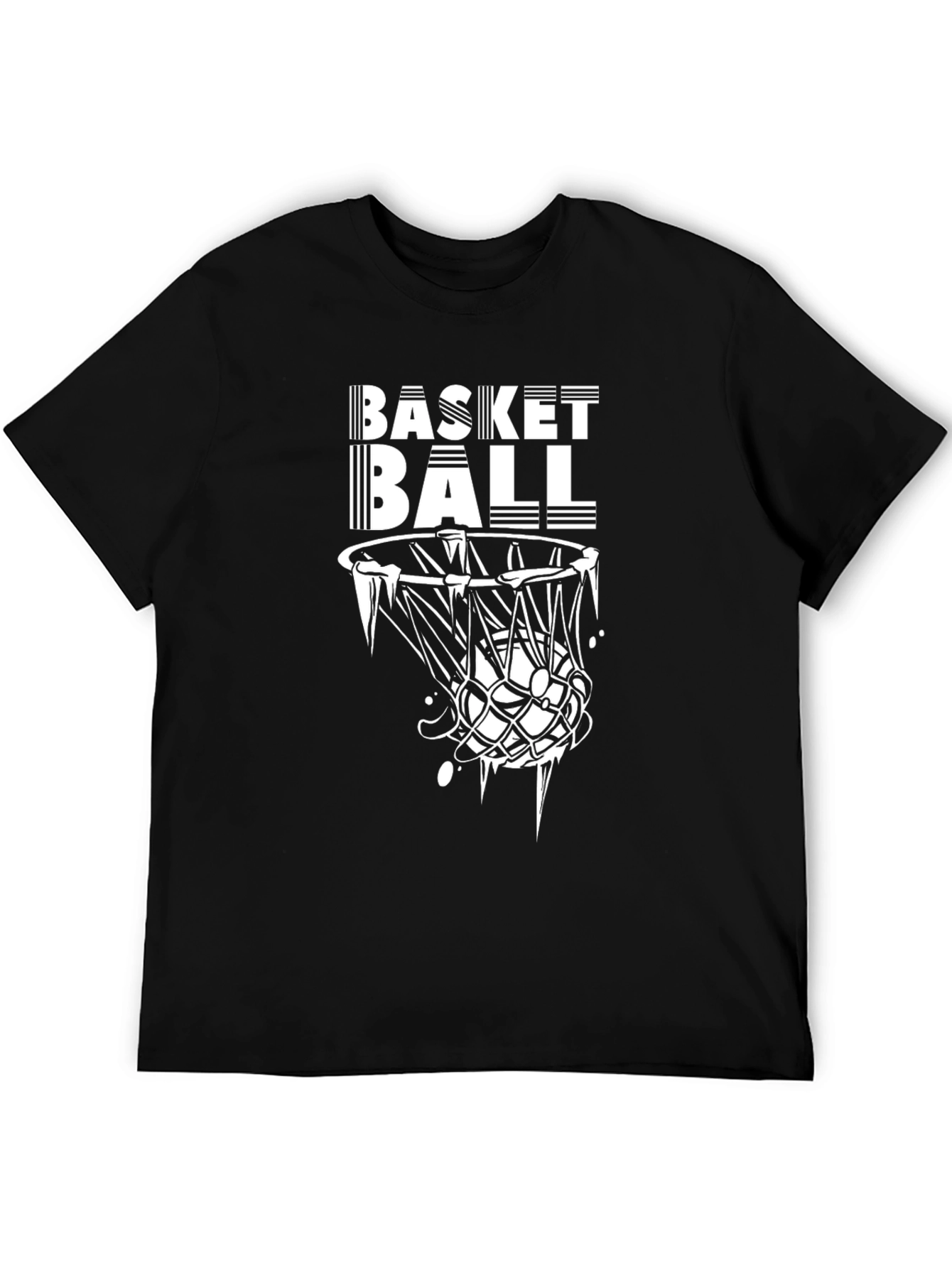 Basketball Graphic Tee - Black Cotton T-Shirt