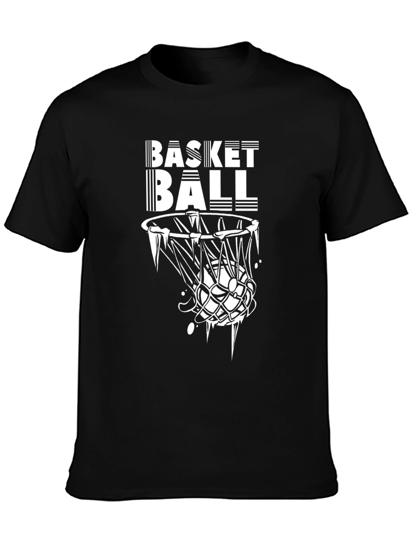 Basketball Graphic Tee - Black Cotton T-Shirt