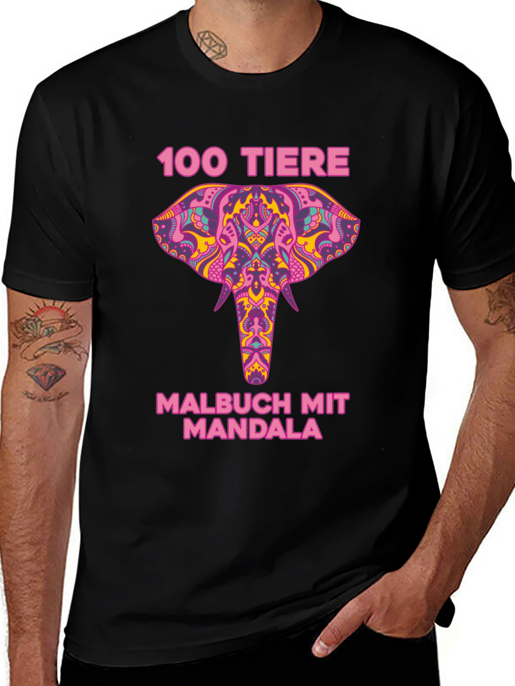 Elephant Mandala T-Shirt - 100 Tiere Malbuch