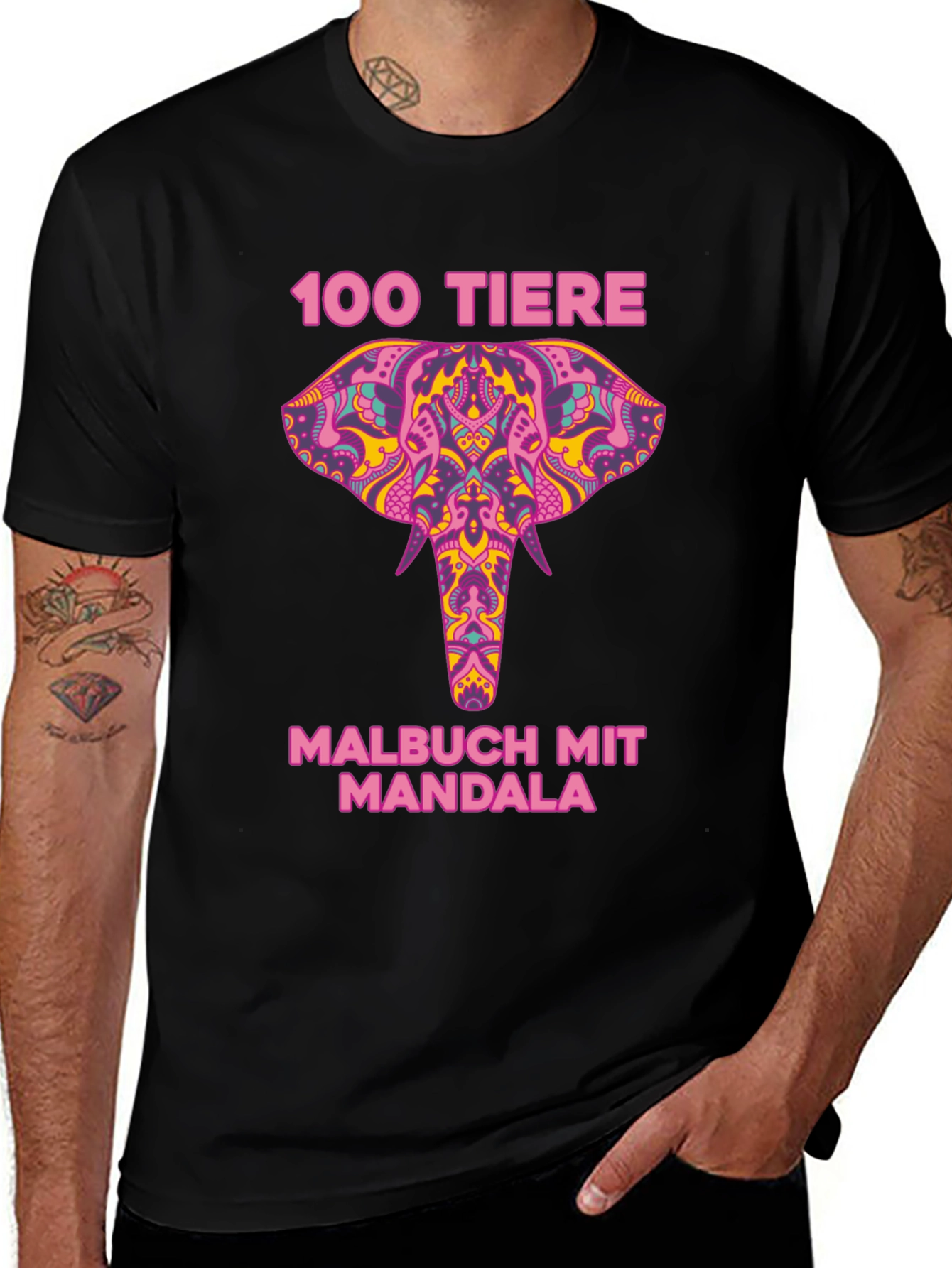 Elephant Mandala T-Shirt - 100 Tiere Malbuch