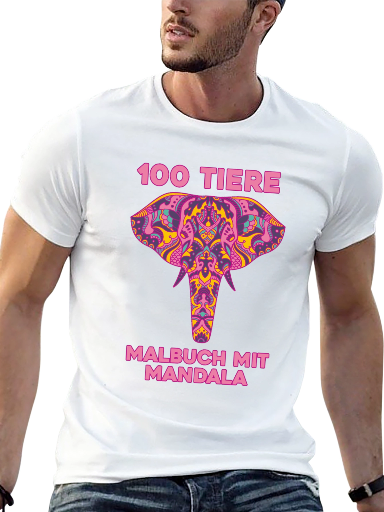 Elephant Mandala T-Shirt - 100 Tiere Malbuch