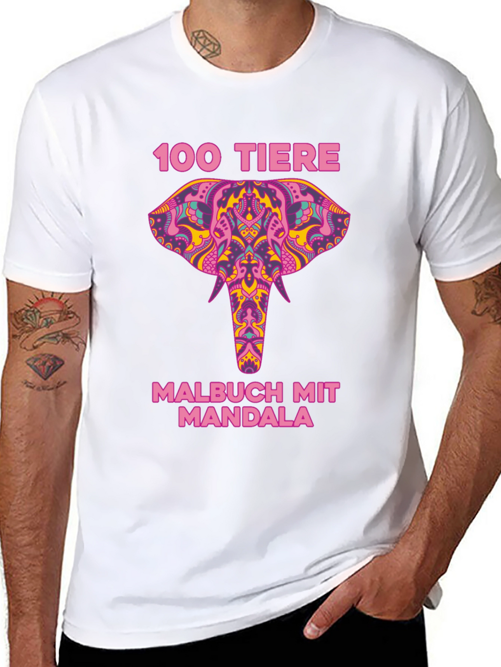 Elephant Mandala T-Shirt - 100 Tiere Malbuch