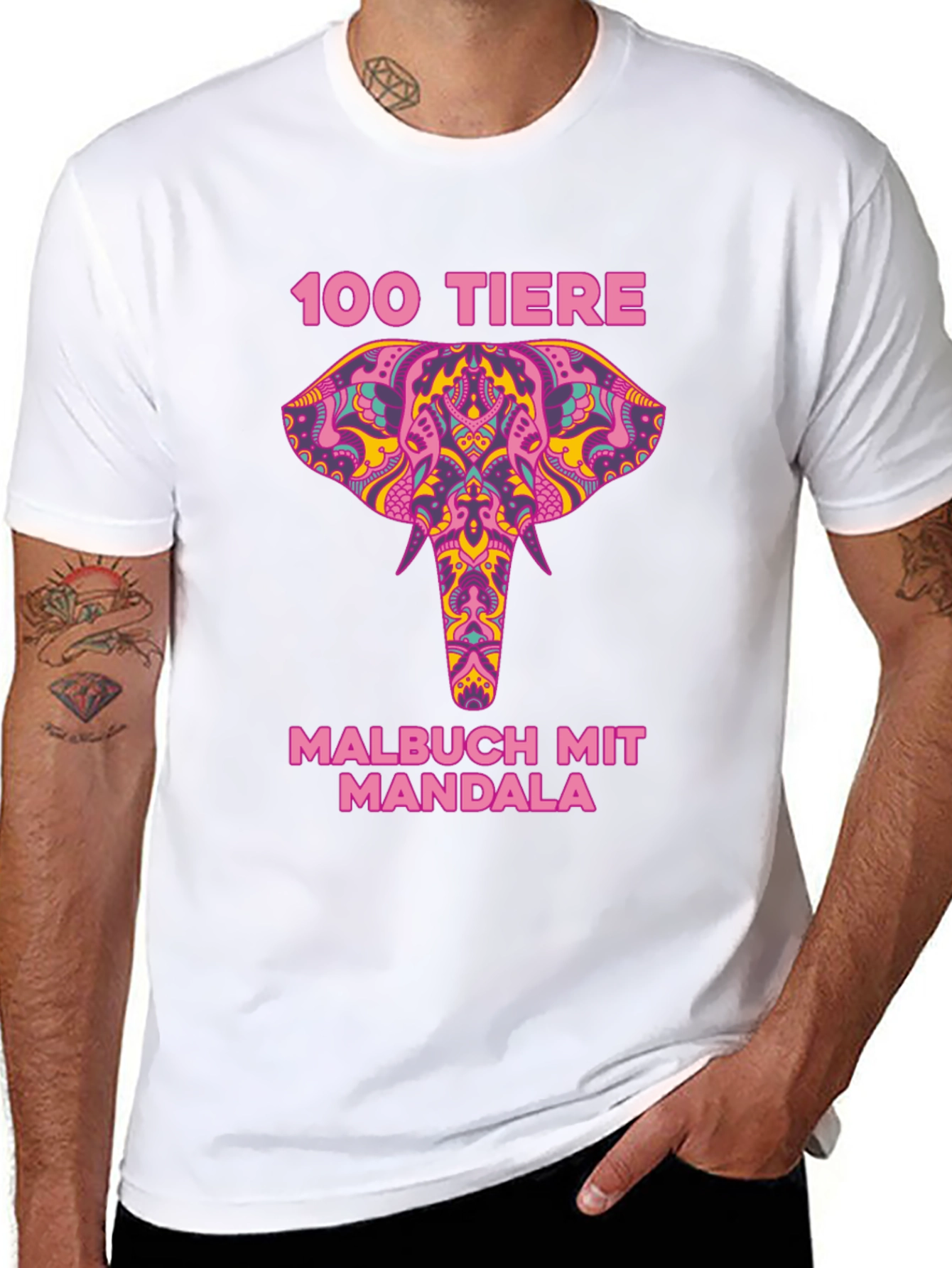 Elephant Mandala T-Shirt - 100 Tiere Malbuch
