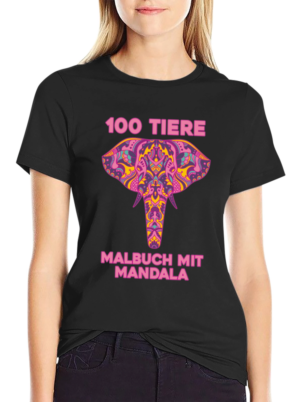 Elephant Mandala T-Shirt - 100 Tiere Malbuch