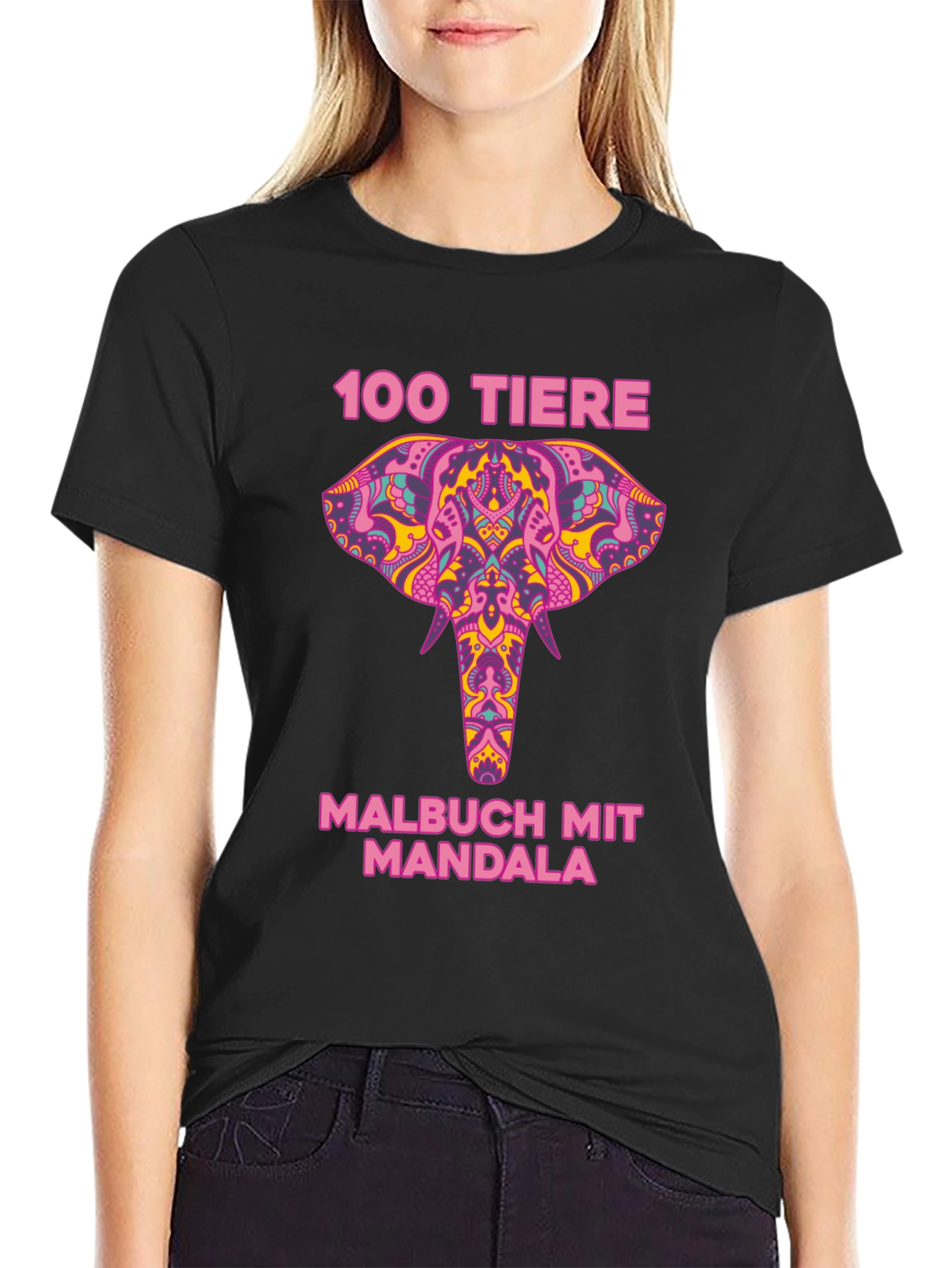 Elephant Mandala T-Shirt - 100 Tiere Malbuch