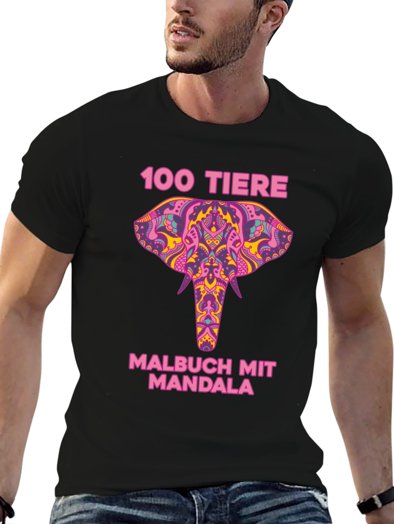 Elephant Mandala T-Shirt - 100 Tiere Malbuch