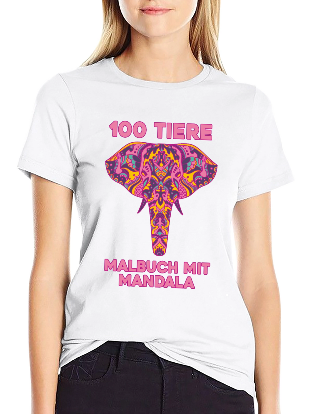 Elephant Mandala T-Shirt - 100 Tiere Malbuch
