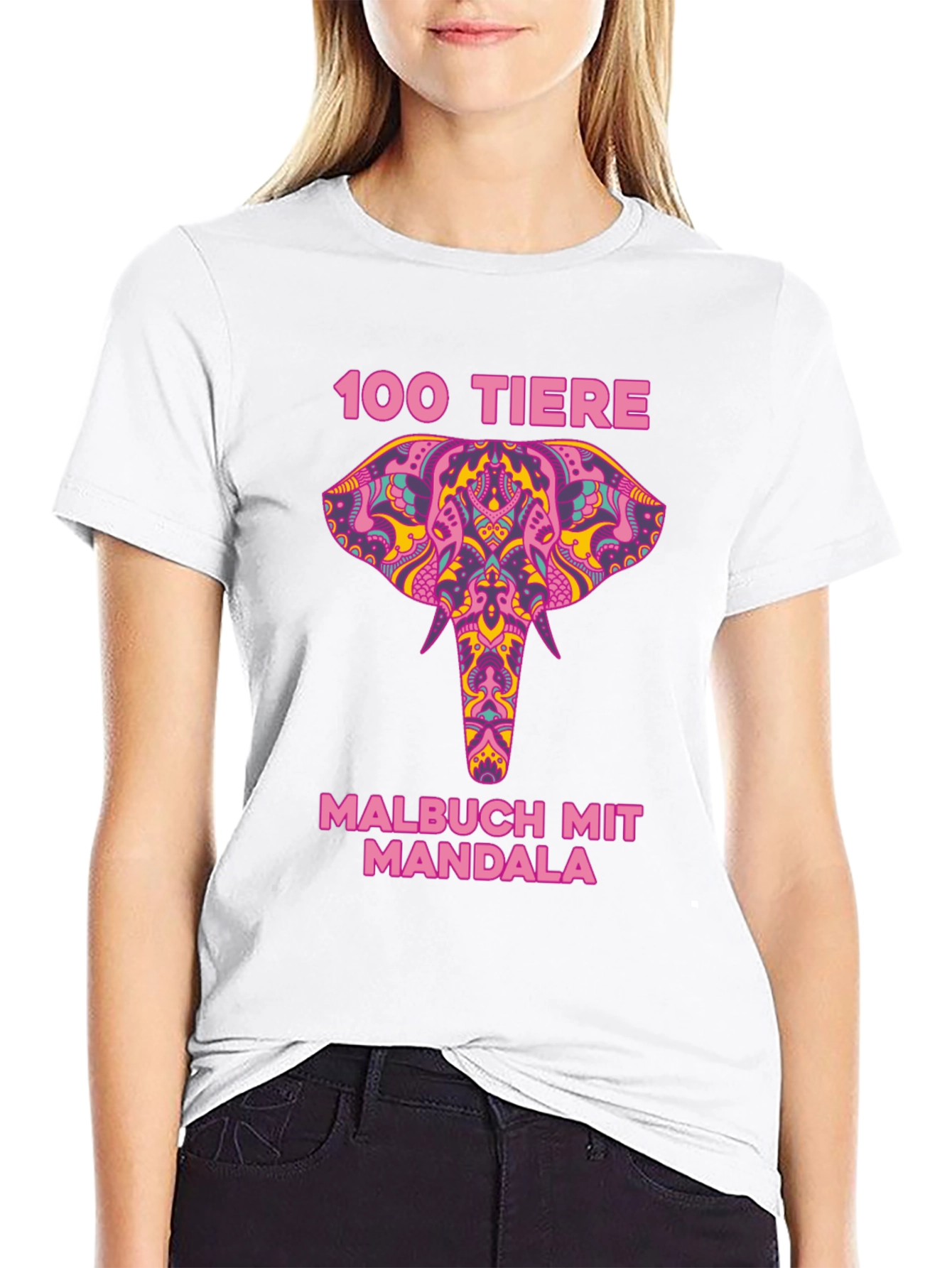 Elephant Mandala T-Shirt - 100 Tiere Malbuch