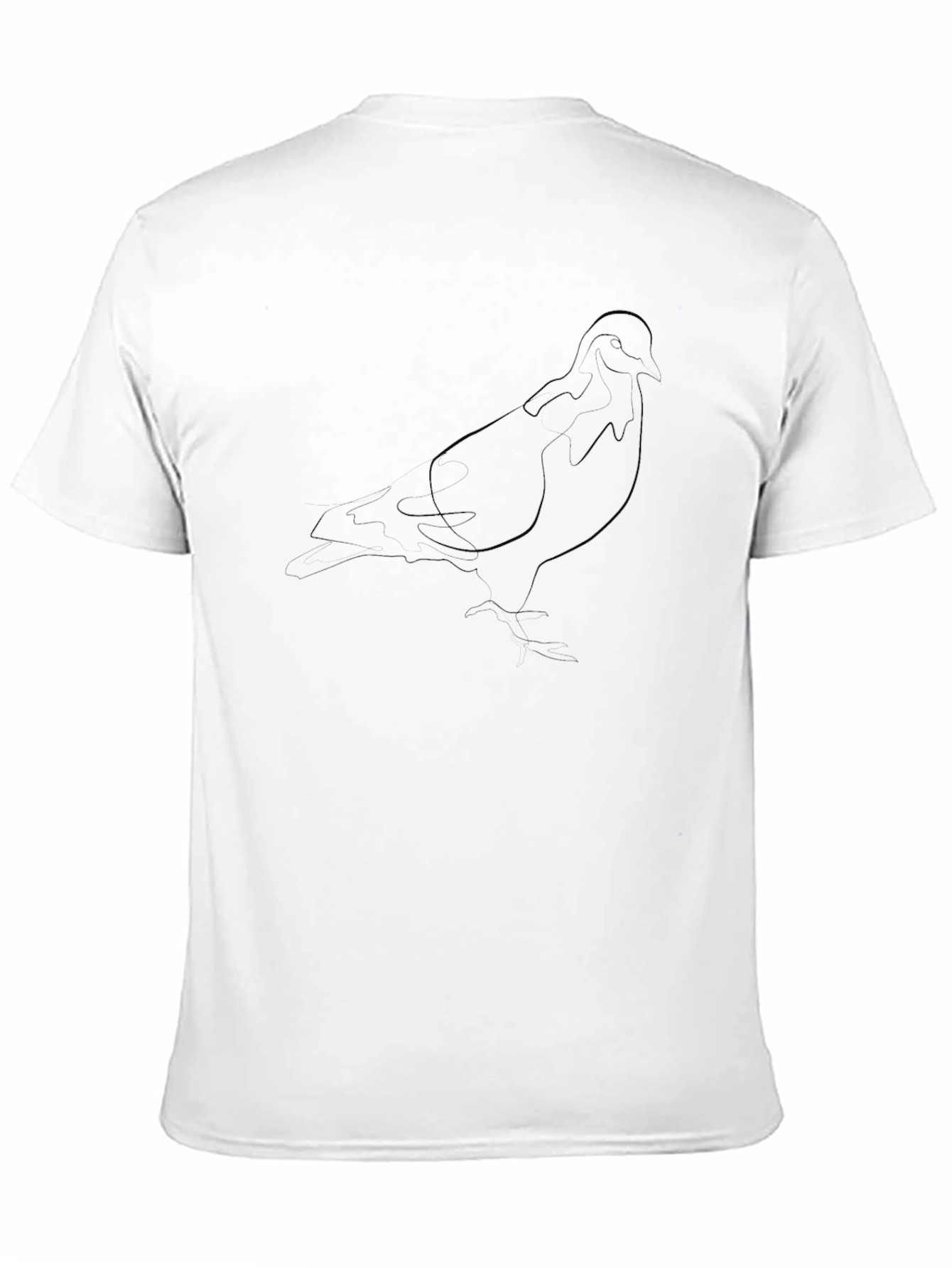 Minimalist Pigeon Outline Graphic Tee - Black