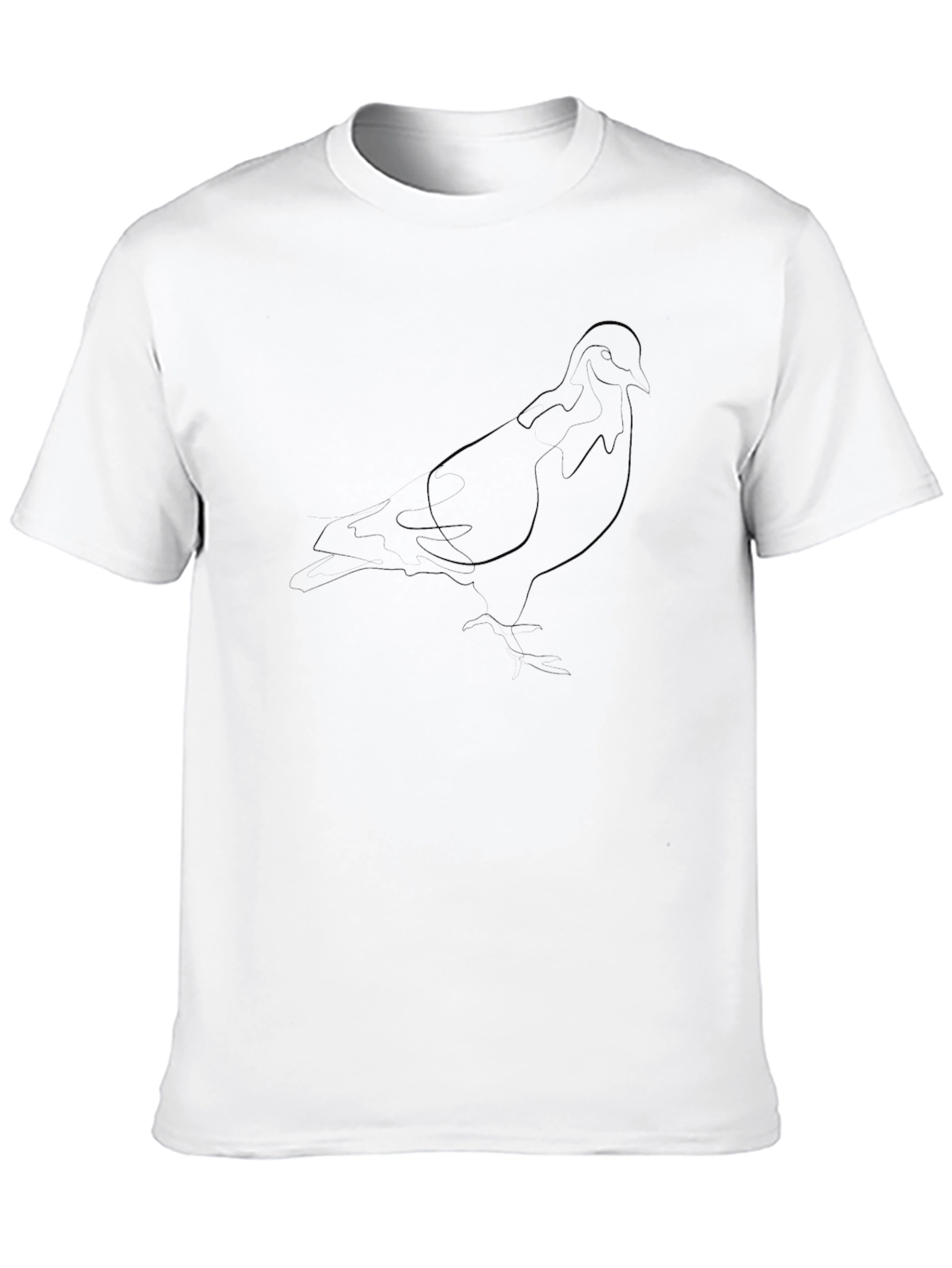 Minimalist Pigeon Outline Graphic Tee - Black