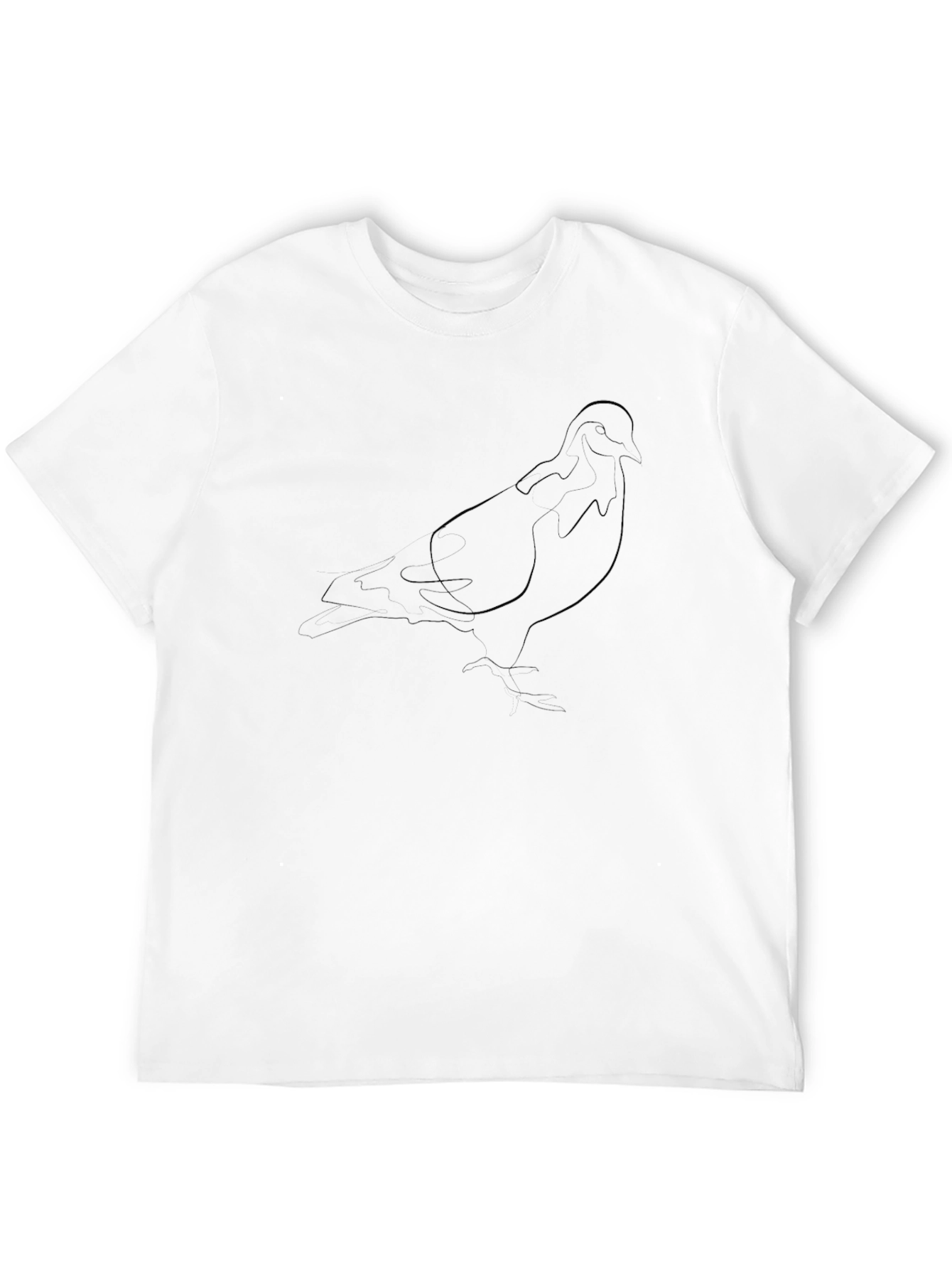 Minimalist Pigeon Outline Graphic Tee - Black