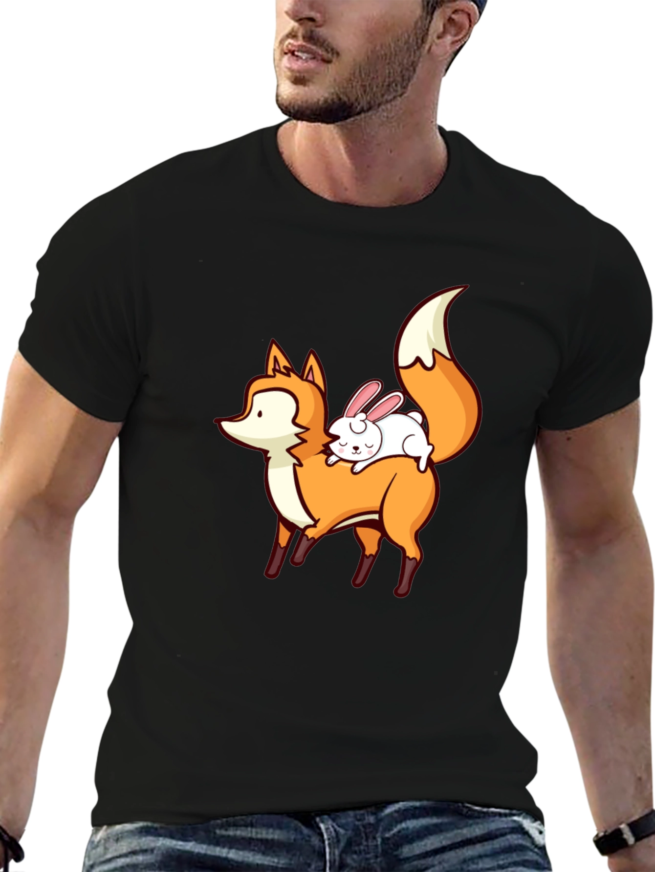 Fox & Rabbit Graphic Tee - Cute Animal T-Shirt