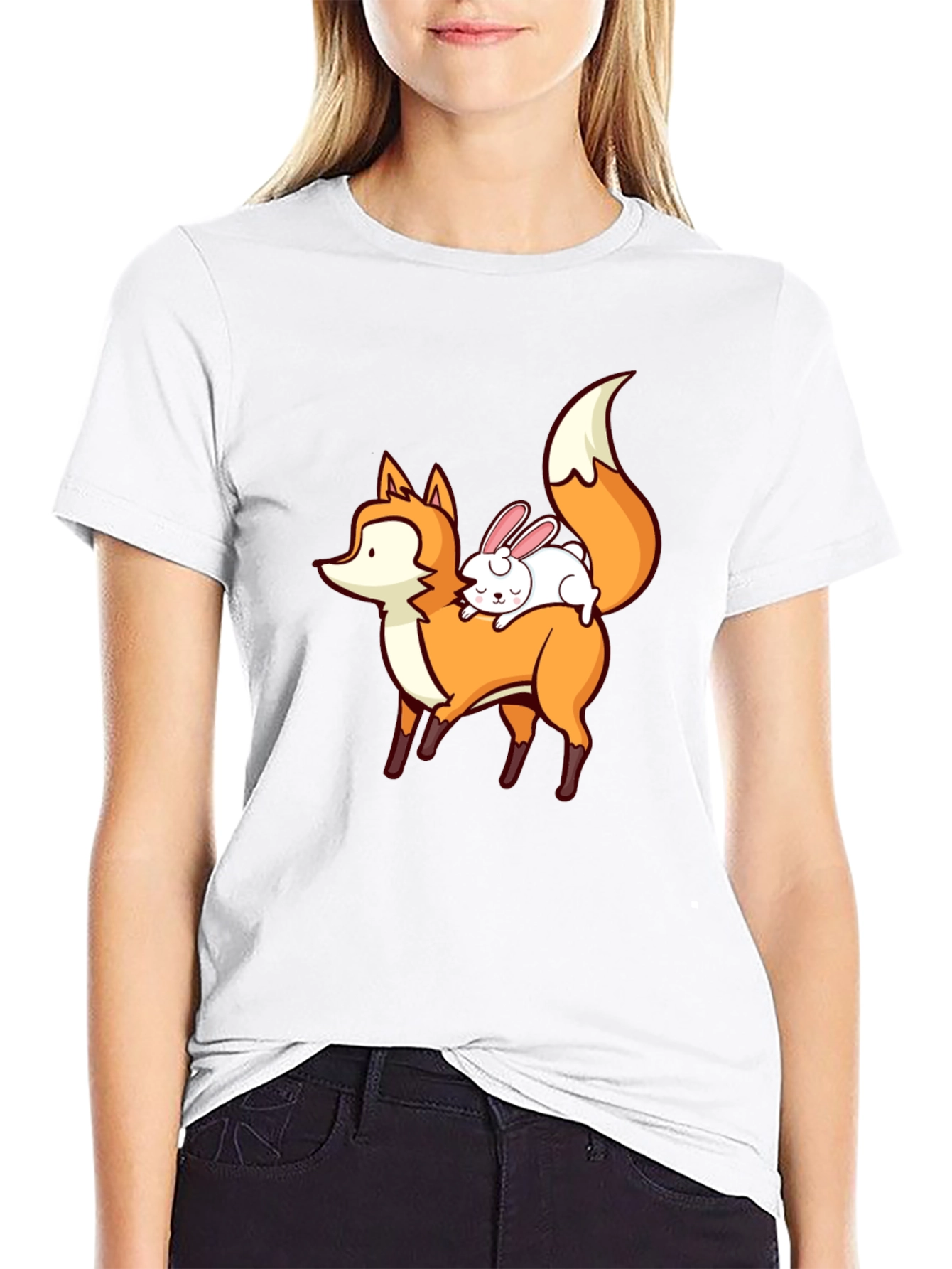 Fox & Rabbit Graphic Tee - Cute Animal T-Shirt