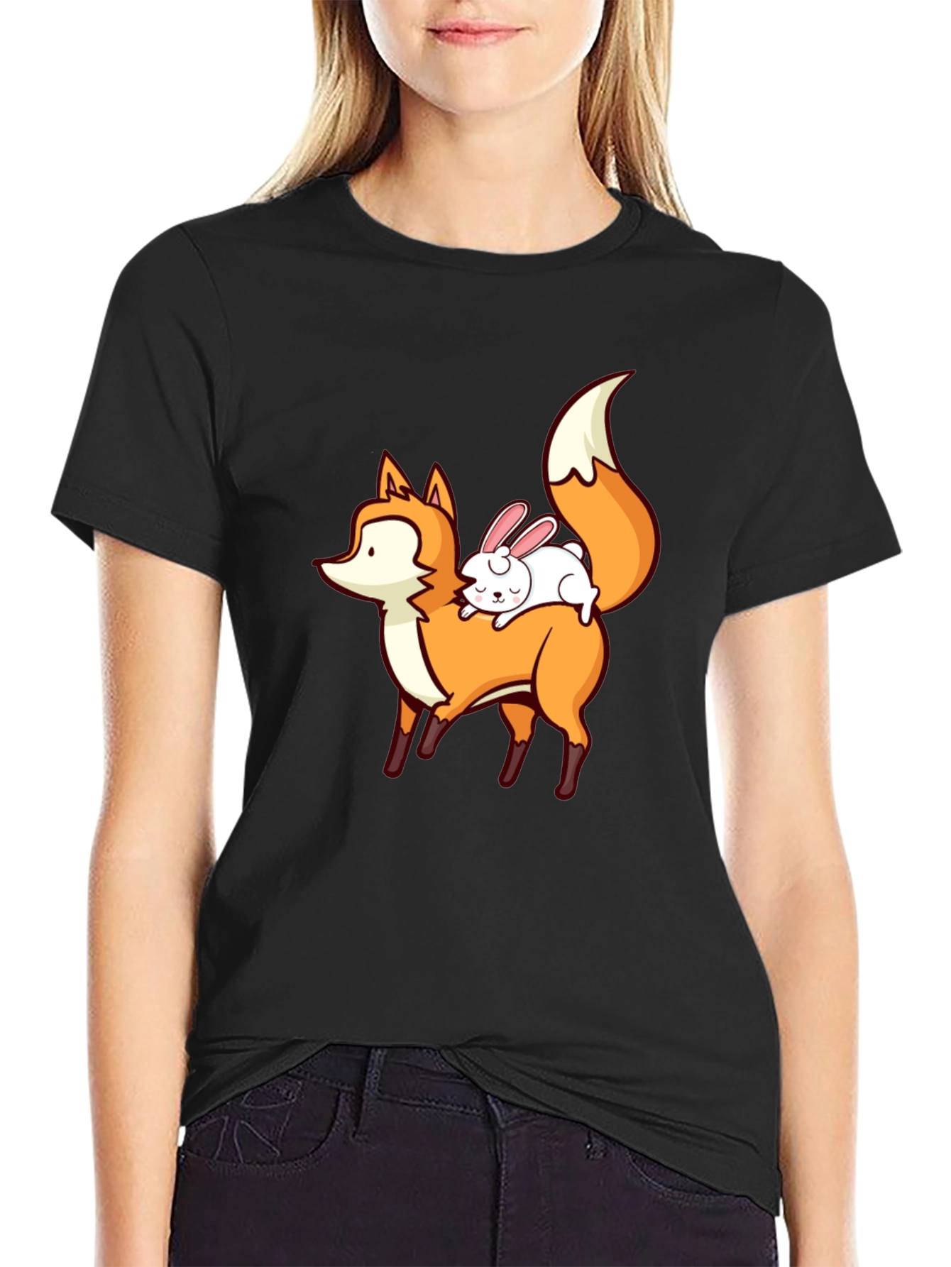Fox & Rabbit Graphic Tee - Cute Animal T-Shirt