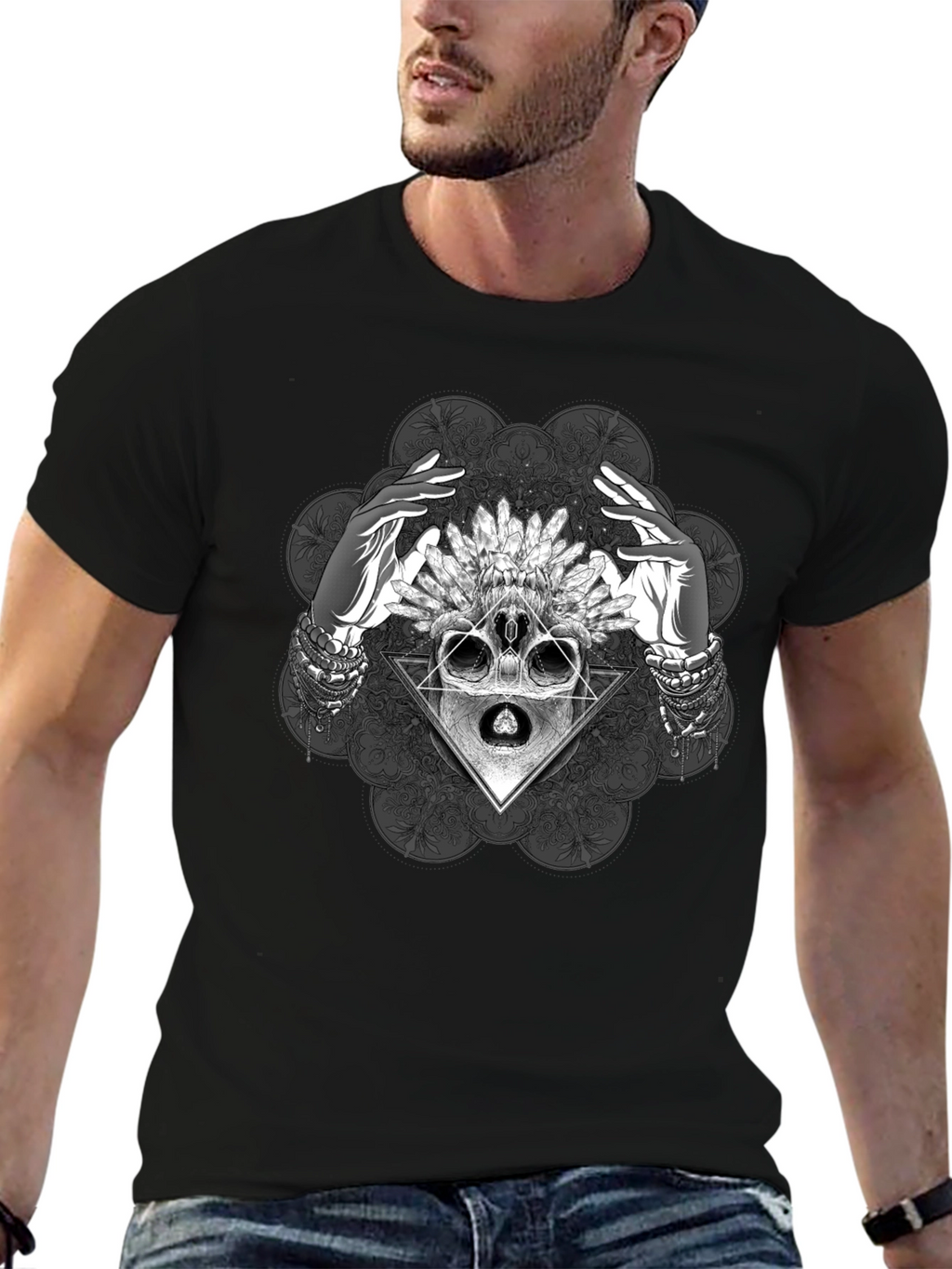 Mystic Skull Graphic Tee - Black