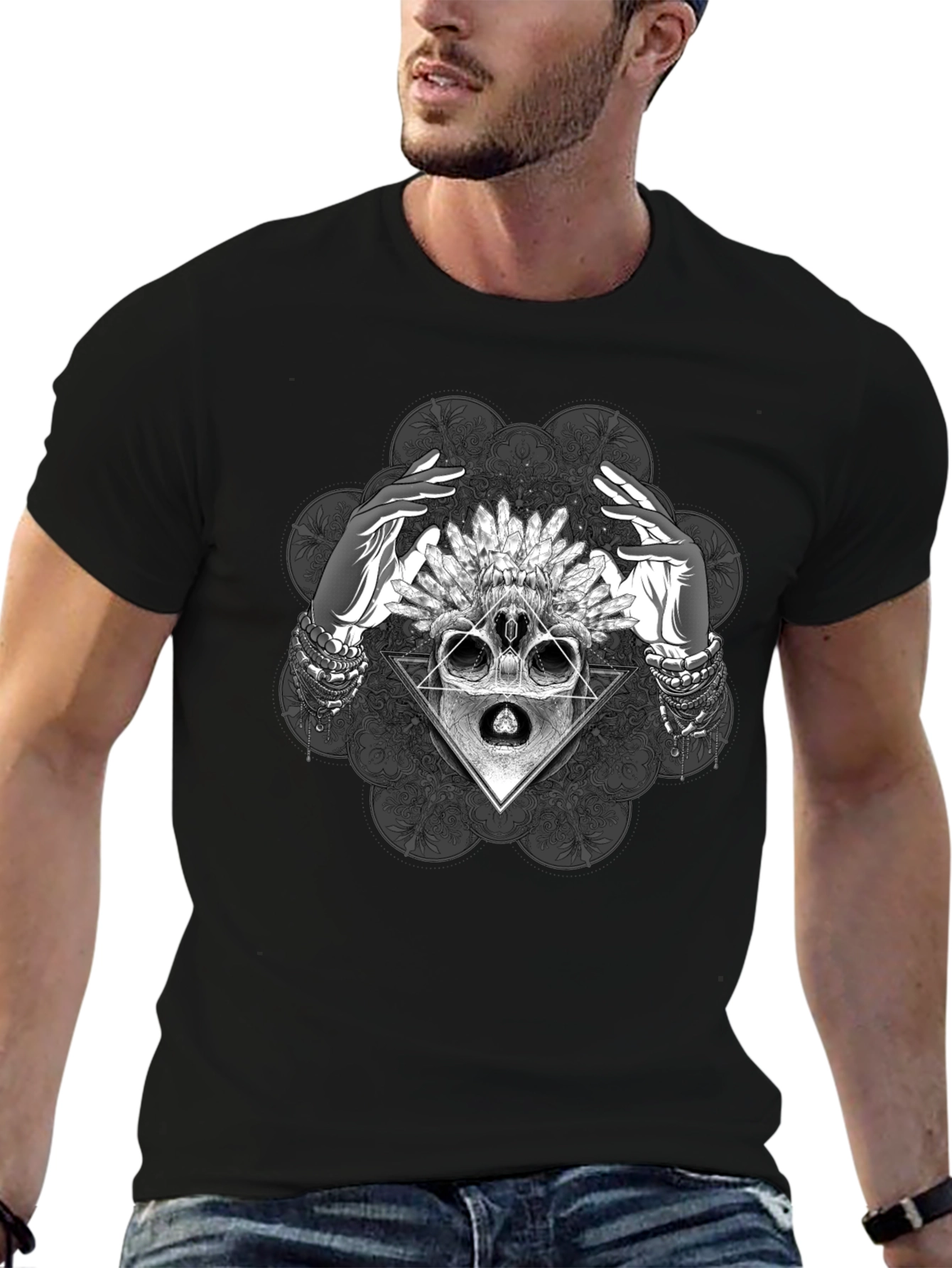 Mystic Skull Graphic Tee - Black